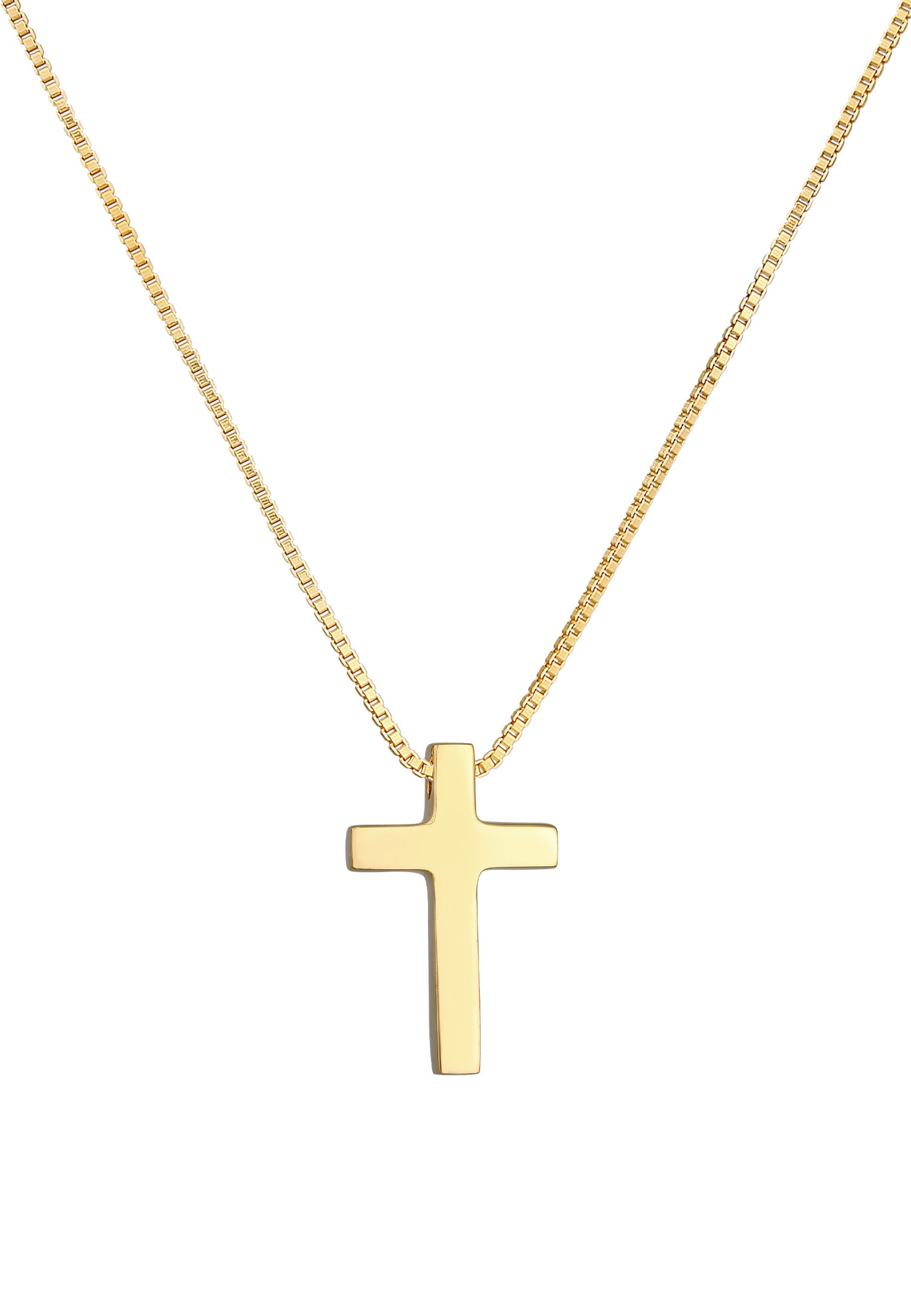 Elli Premium Kette mit Anhänger »Halskette Kreuz Religion Basic Unisex 925 Silber«