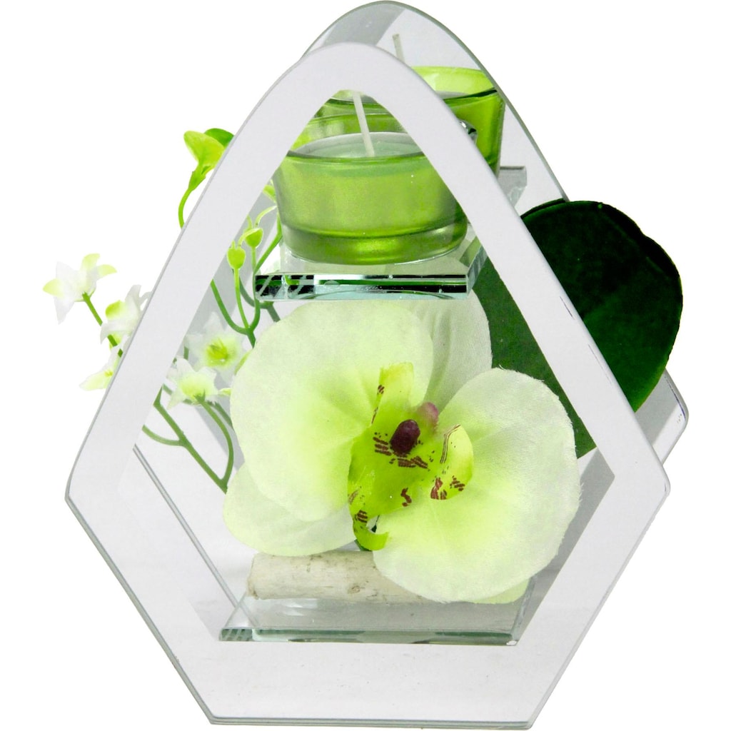 I.GE.A. Kunstpflanze »Orchidee im Glas mit Teelicht«