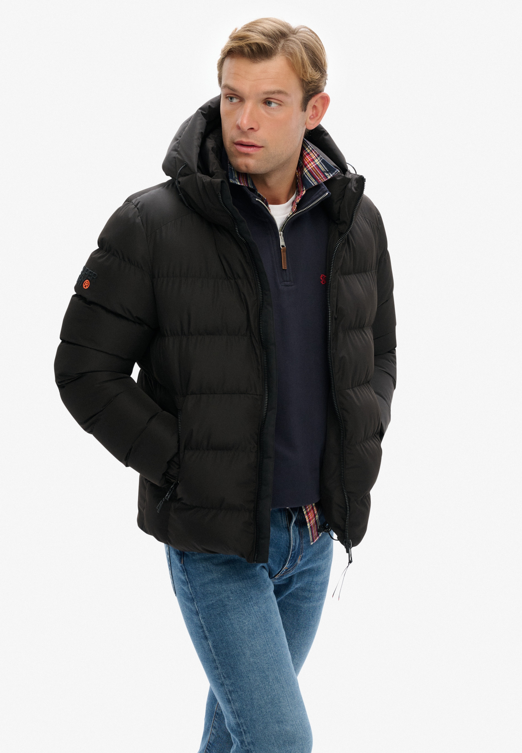 Superdry Steppjacke »HOODED SPORTS PUFFER JACKET«, mit Kapuze