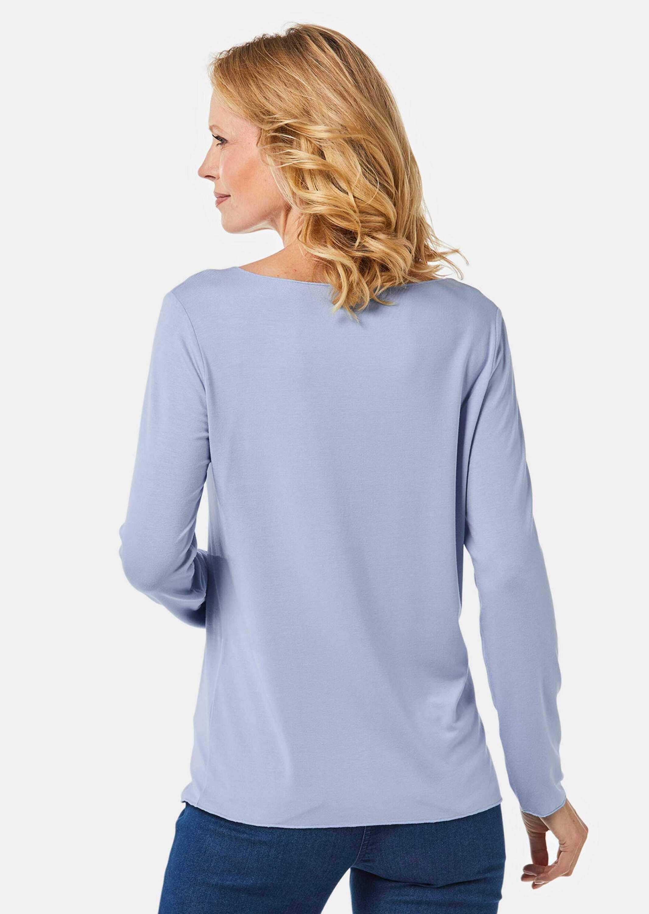 GOLDNER Longpullover »Kombistarkes Langarmshirt mit tonaler Zierkante«