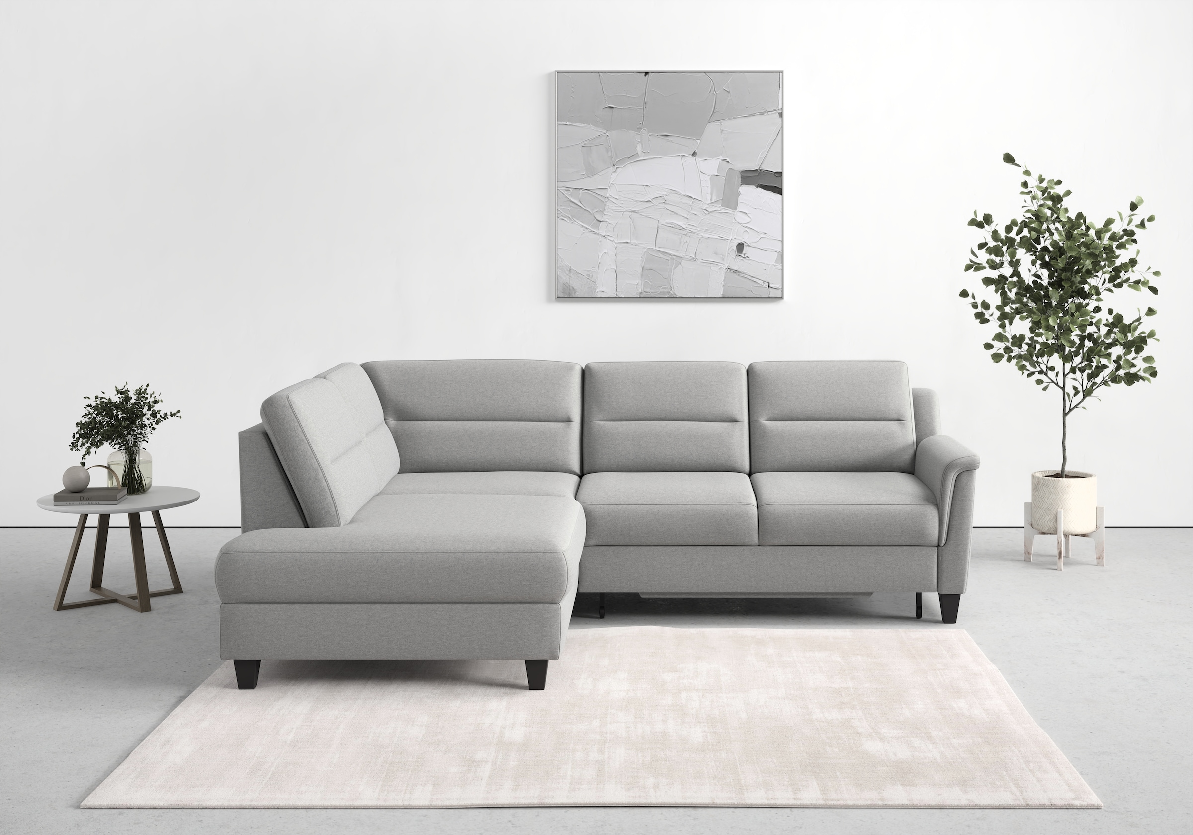 sit&more Ecksofa »Farö L-Form«, inklusive Federkern, wahlweise mit Bettfunktion und Bettkasten