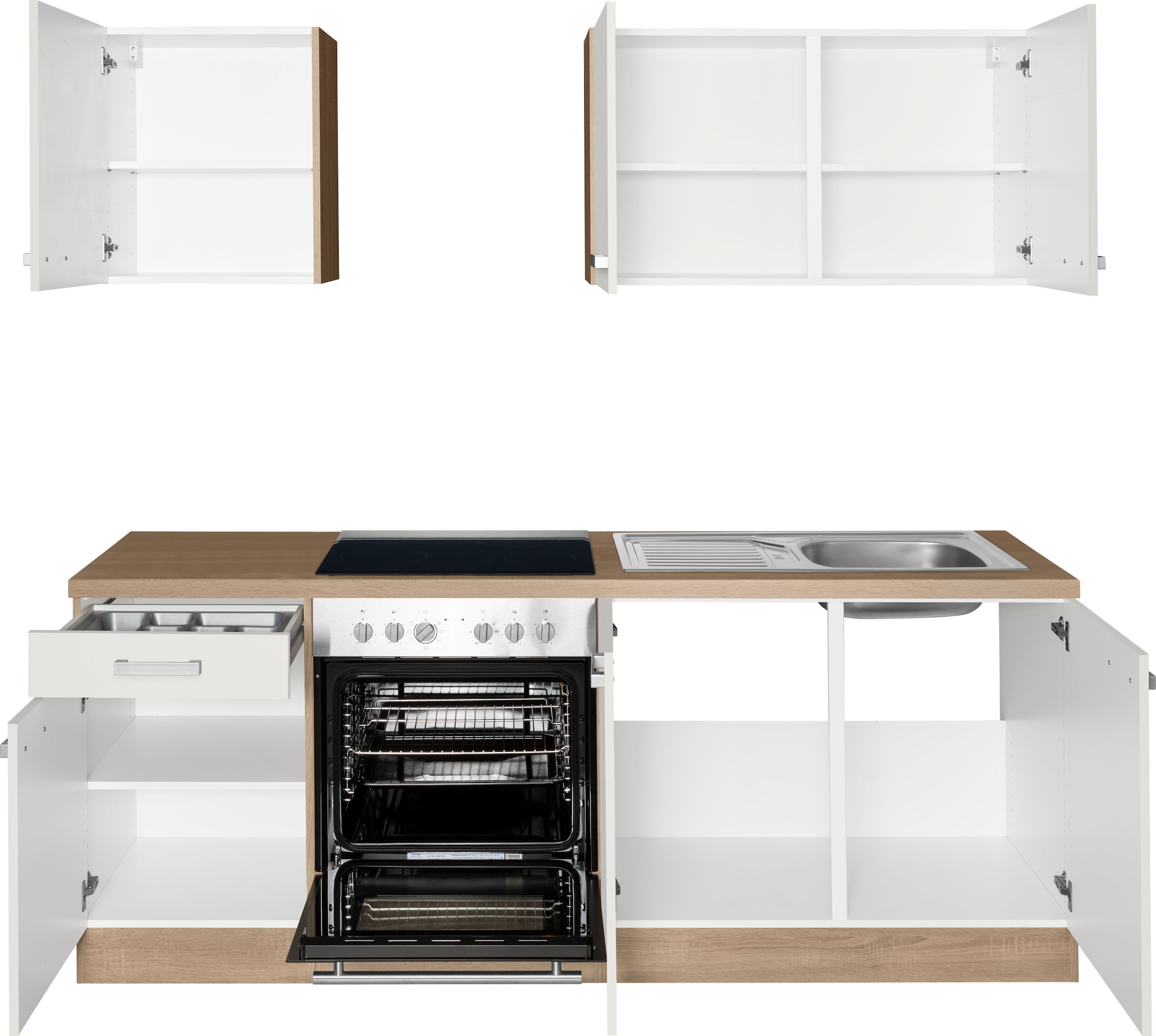 Küchenzeile mit Hanseatic-E-Geräten Breite »Leer«, 210 cm, OTTO bei OPTIFIT