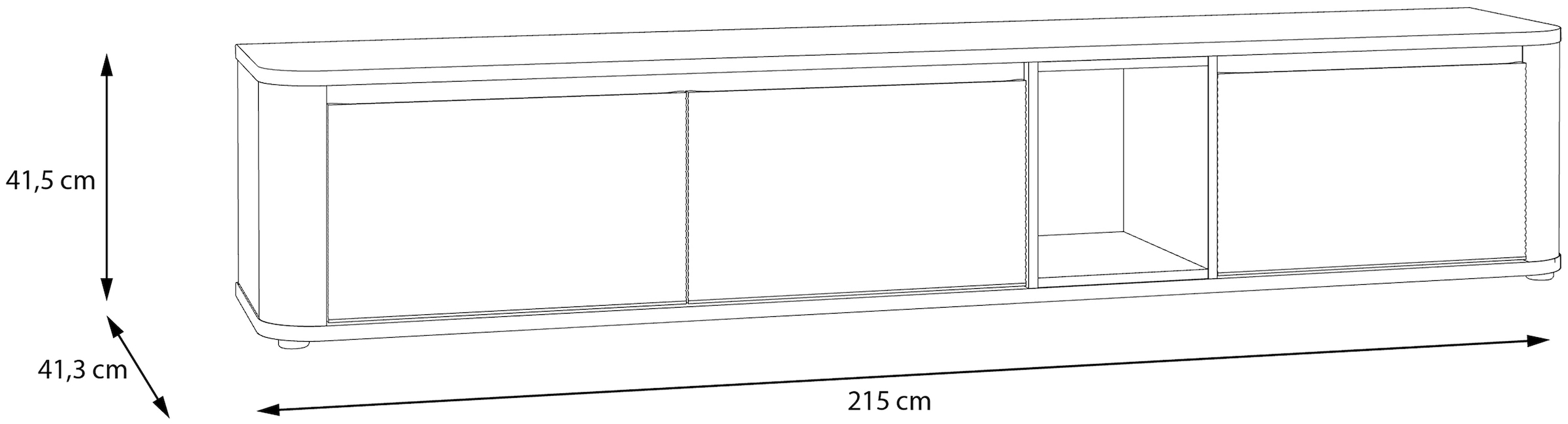 FORTE TV-Board B/H/T 215/41,5/41,3 cm , Stauraum, MDF Front