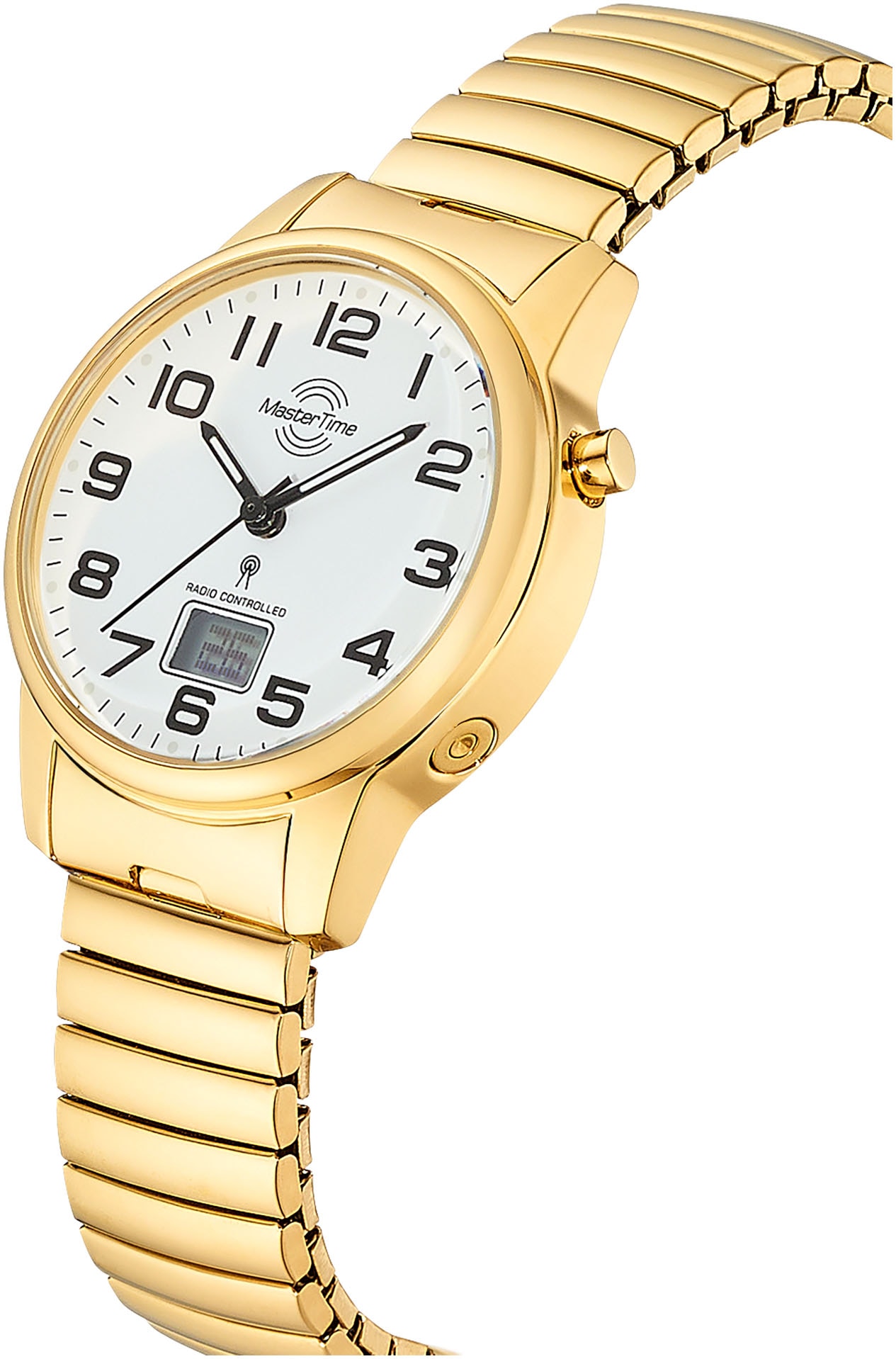 MASTER TIME Funkuhr Quarzuhr, Armbanduhr, Damenuhr, Edelstahlarmband, analog, digital