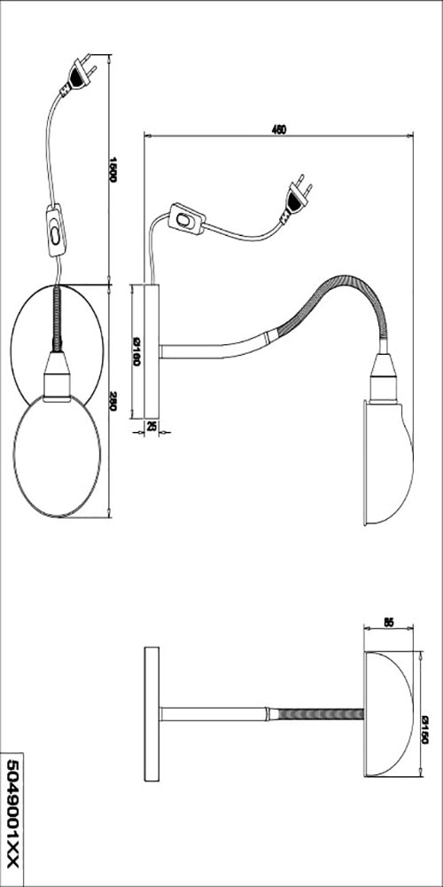 TRIO Leuchten Schreibtischlampe »Perry«, 1 flammig, Leuchtmittel E27 | ohne Leuchtmittel, Tischleuchte Büro, exkl. 1xE27 10W, flex. verstellbar, Schnurschalter