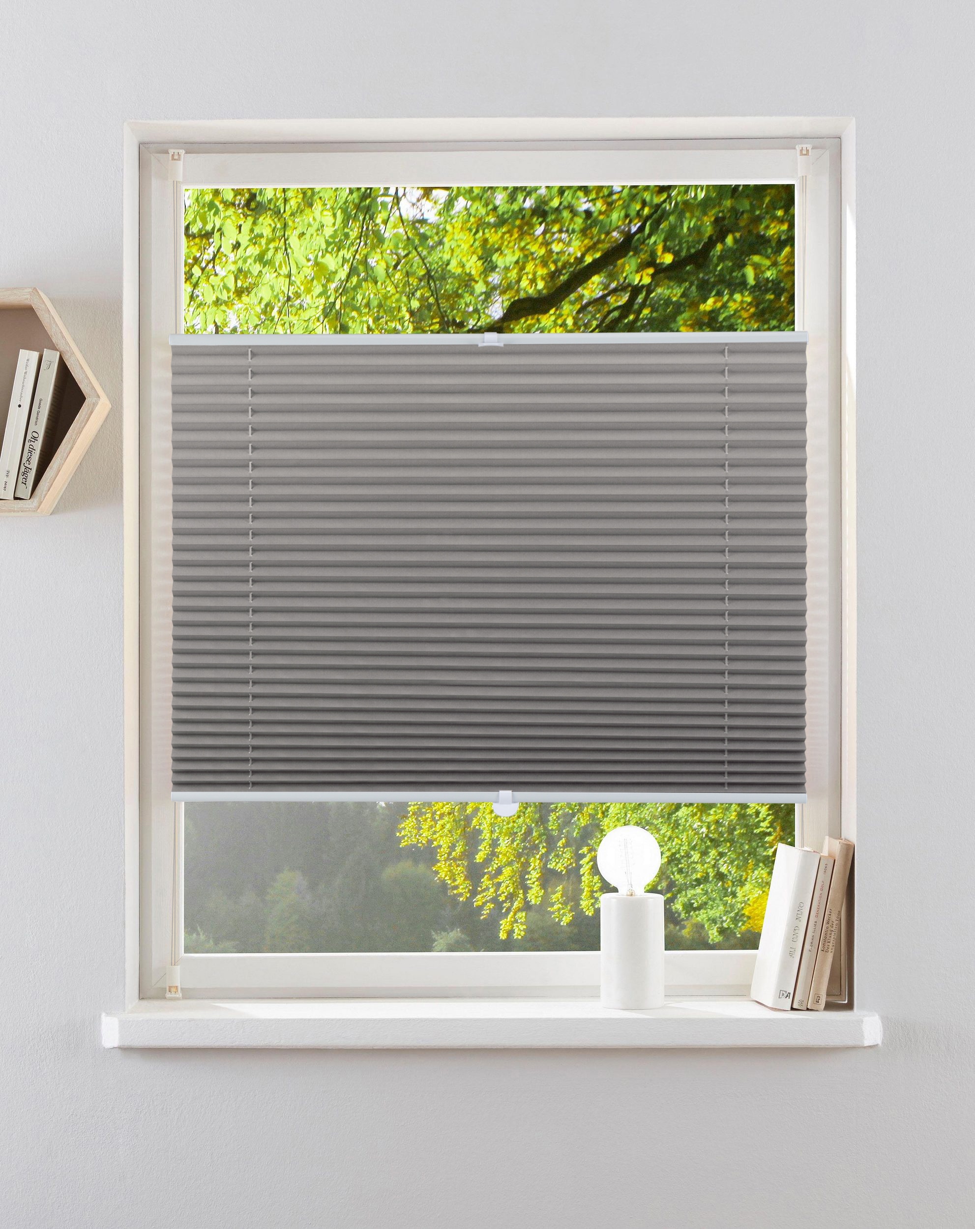 My Home Plissee »LAHOLM« Lichtschutz ohne Bohren verspannt Fixmaß, Bestseller mit über 3000 4,5-Sterne-Bewertungen, Klemmträger in grau