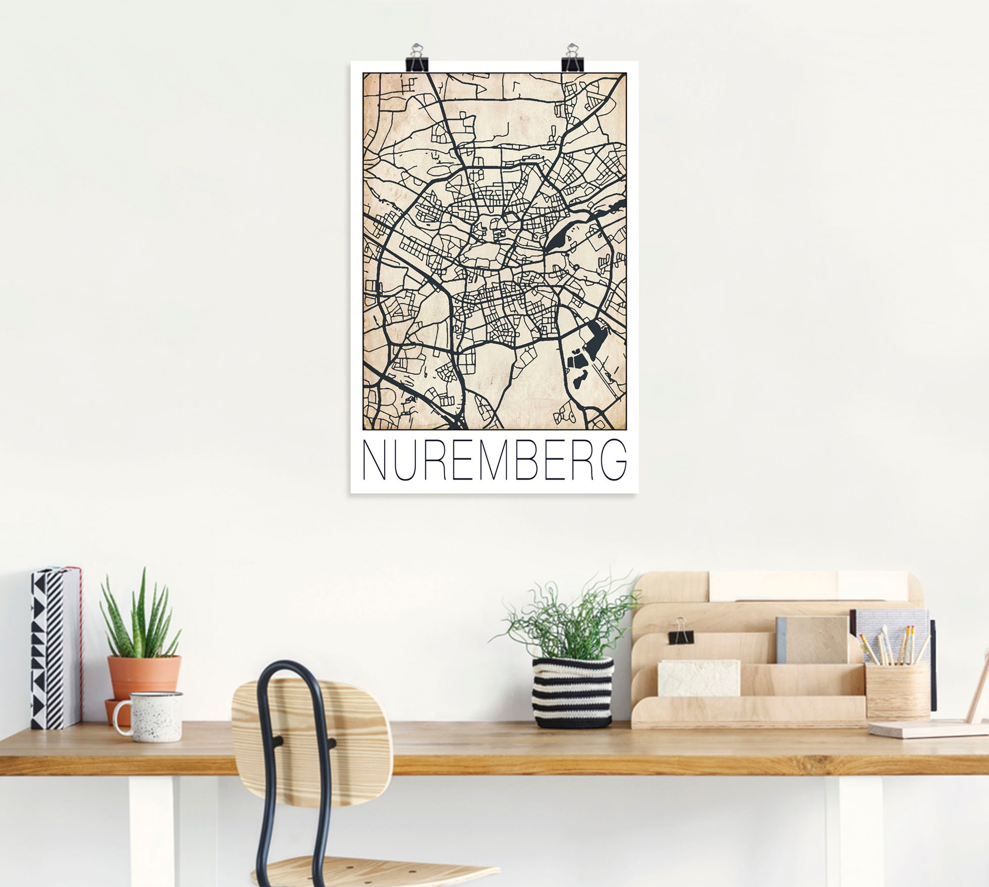 Artland Wandbild »Retro Karte Nürnberg Deutschland Grunge«, Deutschland, (1 St.), als Alubild, Leinwandbild, Wandaufkleber oder Poster in versch. Größen
