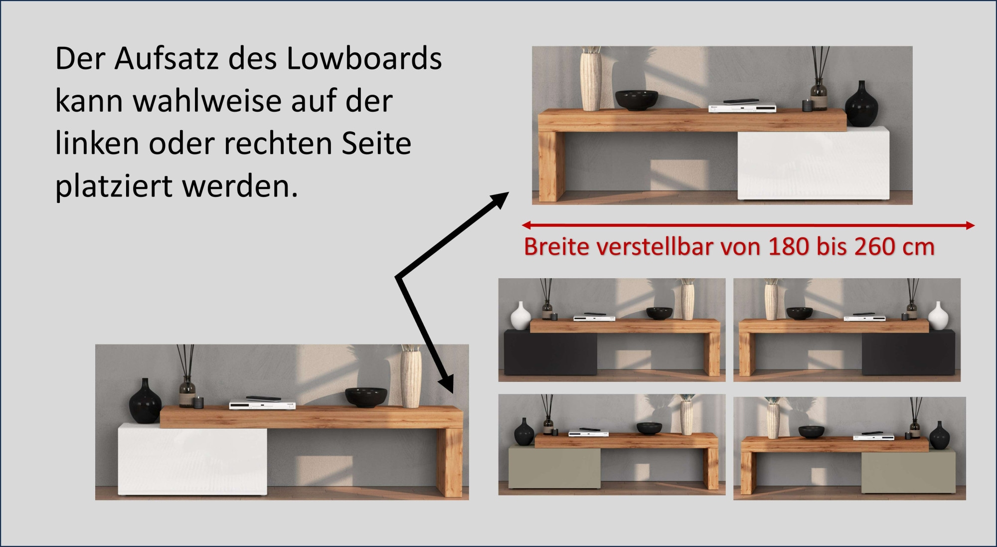 OTTO home TV-Wand »Chronos TV-Set, Wohnwand – Elemente frei platzierbar, Made in Italy« Set, 2-er set, 2 Stk. tlg.