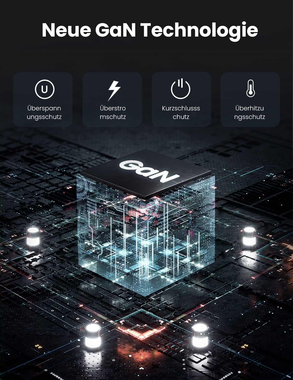 UGREEN Schnelllade-Gerät »USB-A+3xUSB-C 100W GaN Tech Fast Wall Charger CD226« 1 Stk. tlg.