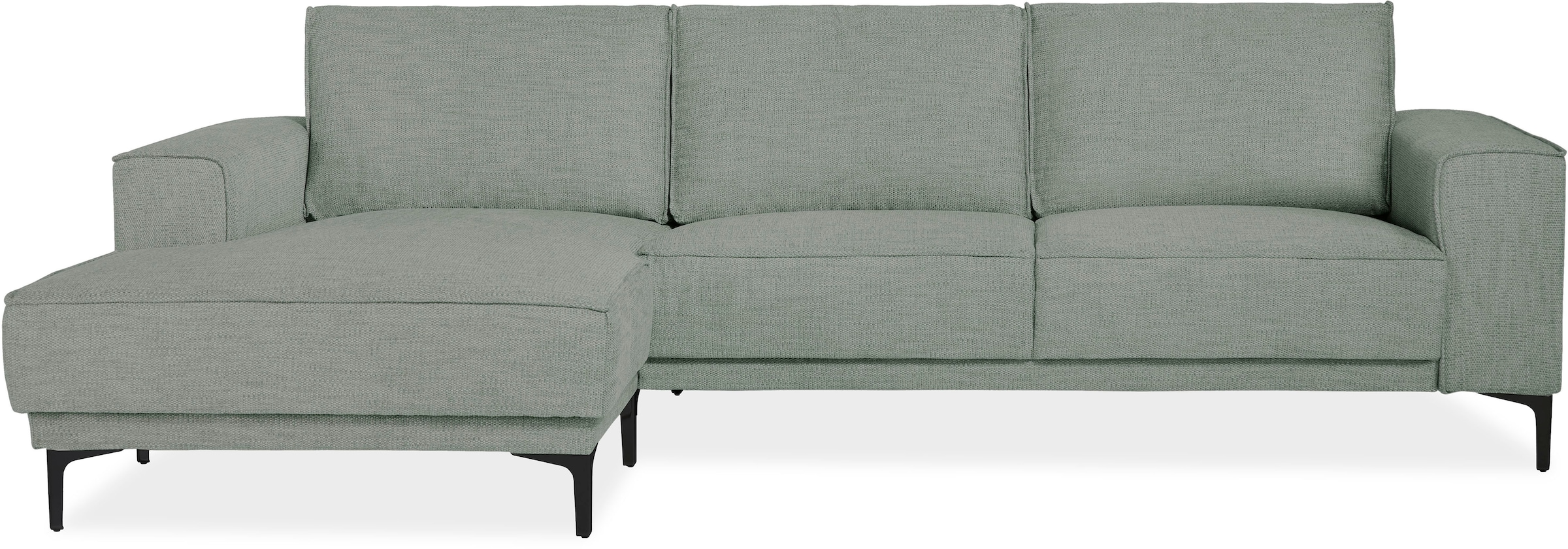 Places of Style Ecksofa »Polsterecke Oland, Struktur, Flachgewebe, Luxus-Microfaser, Boucle«, L-Form, 280 cm, Wellenunterfederung, Skandi-Design, Metallfüße