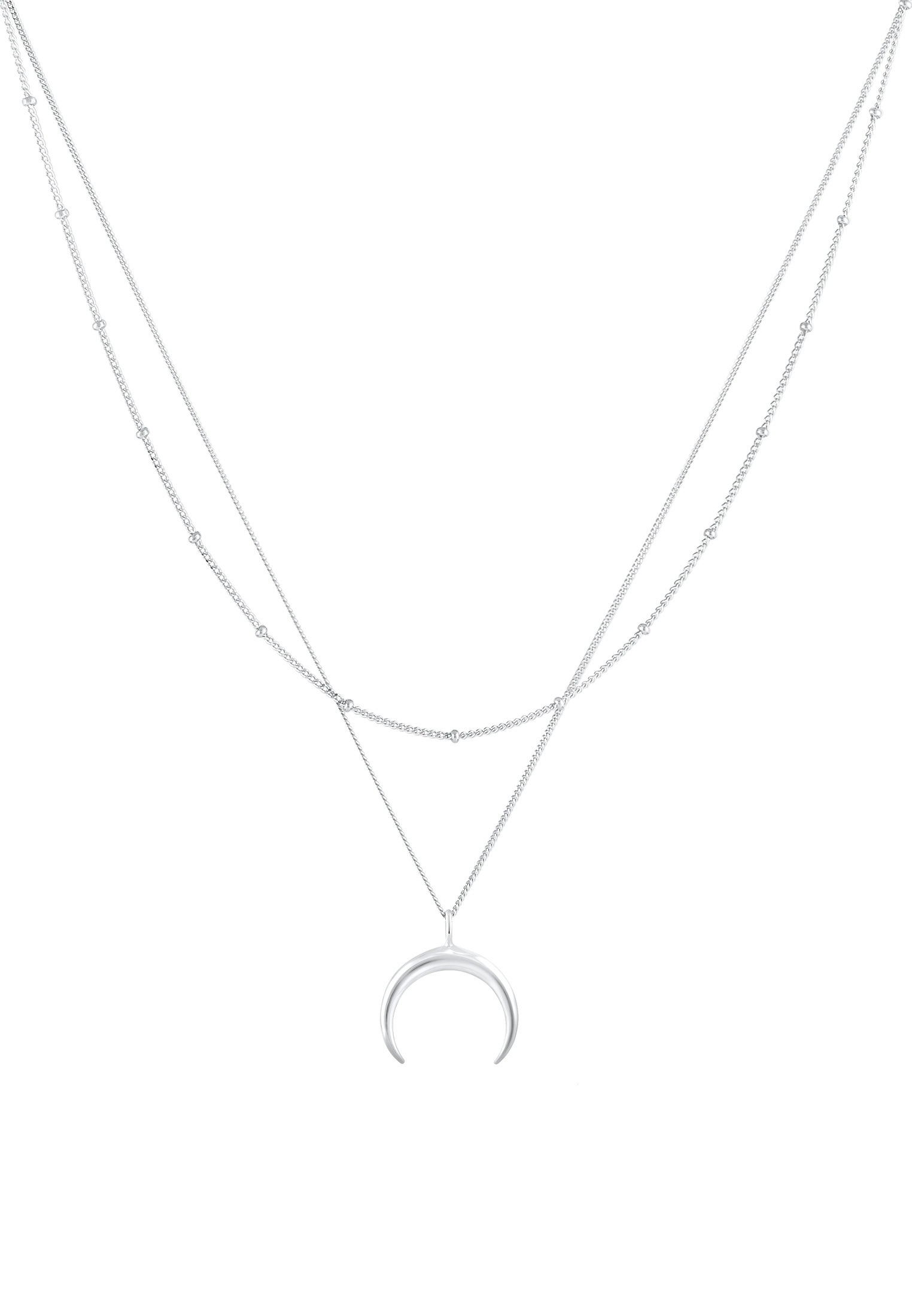 Elli Silberkette »Halskette Layer Mond Sichel Kugelkette 925 Silber«