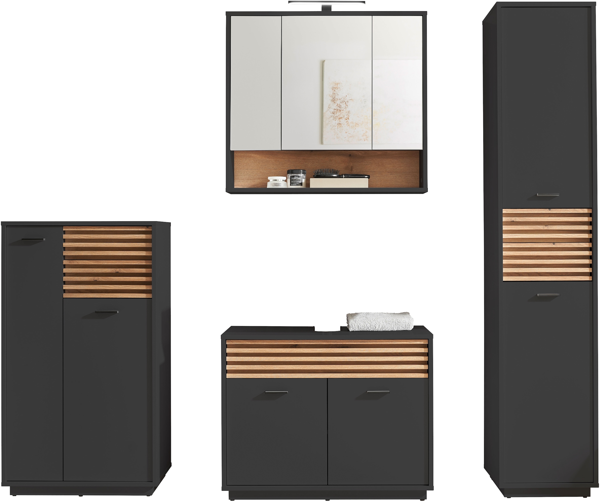 BASIC by Balculina Waschbeckenunterschrank »Liguria B/H/T 80x64x40 cm« 1 Stk. tlg. Breite 80cm, Unterflurauszug, FSC-Mix 70%