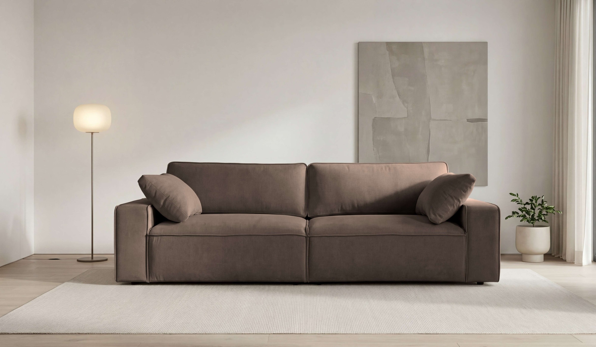OTTO home 3-Sitzer »Mittell, Chenille« Breite 245 cm, bodentief, extra Kissen inkl., tiefe Sitzfläche