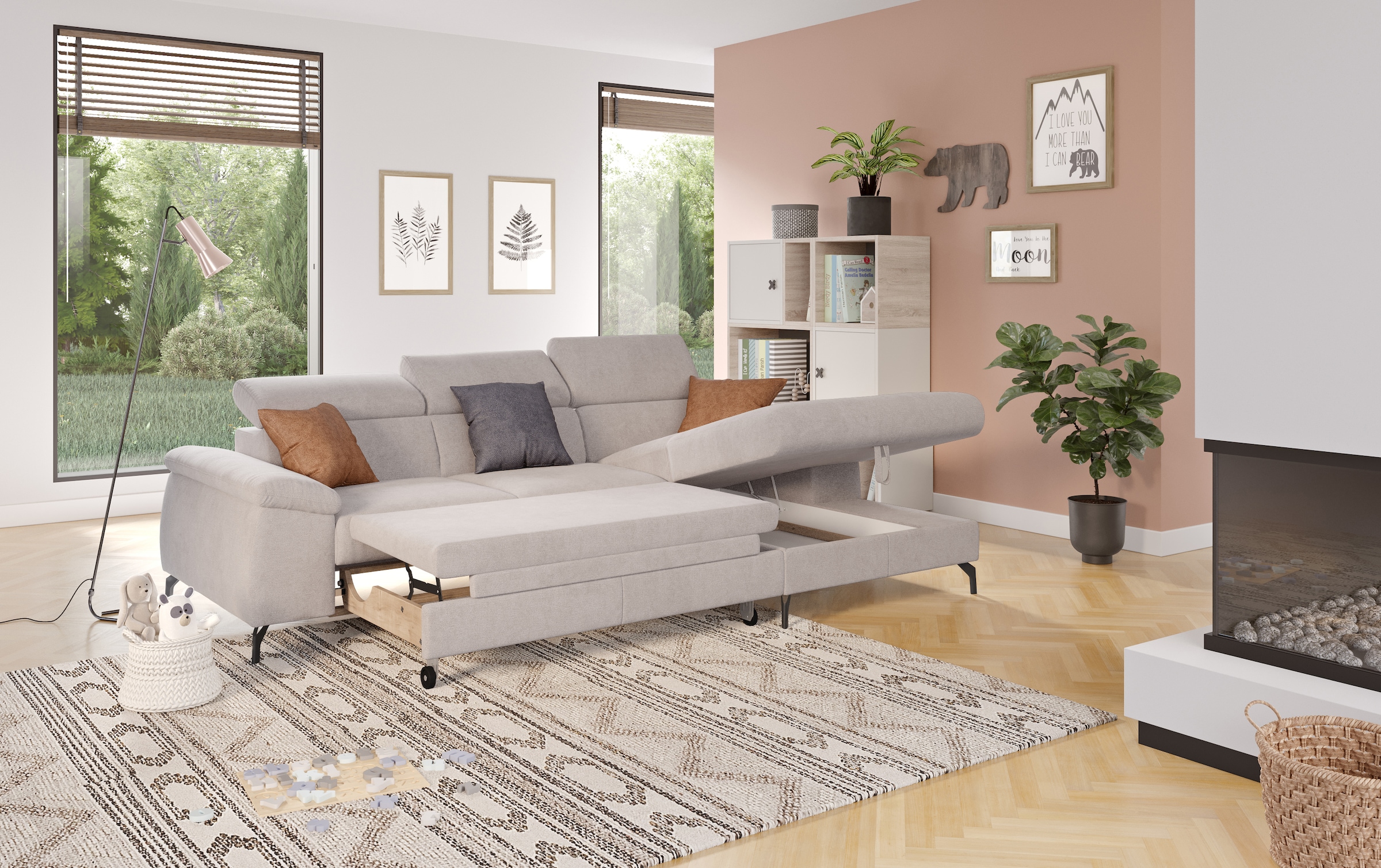 COTTA Ecksofa »Kitty L-Form«, mit Kopfteilverstellung, wahlweise mit Bettfunktion & Bettkasten