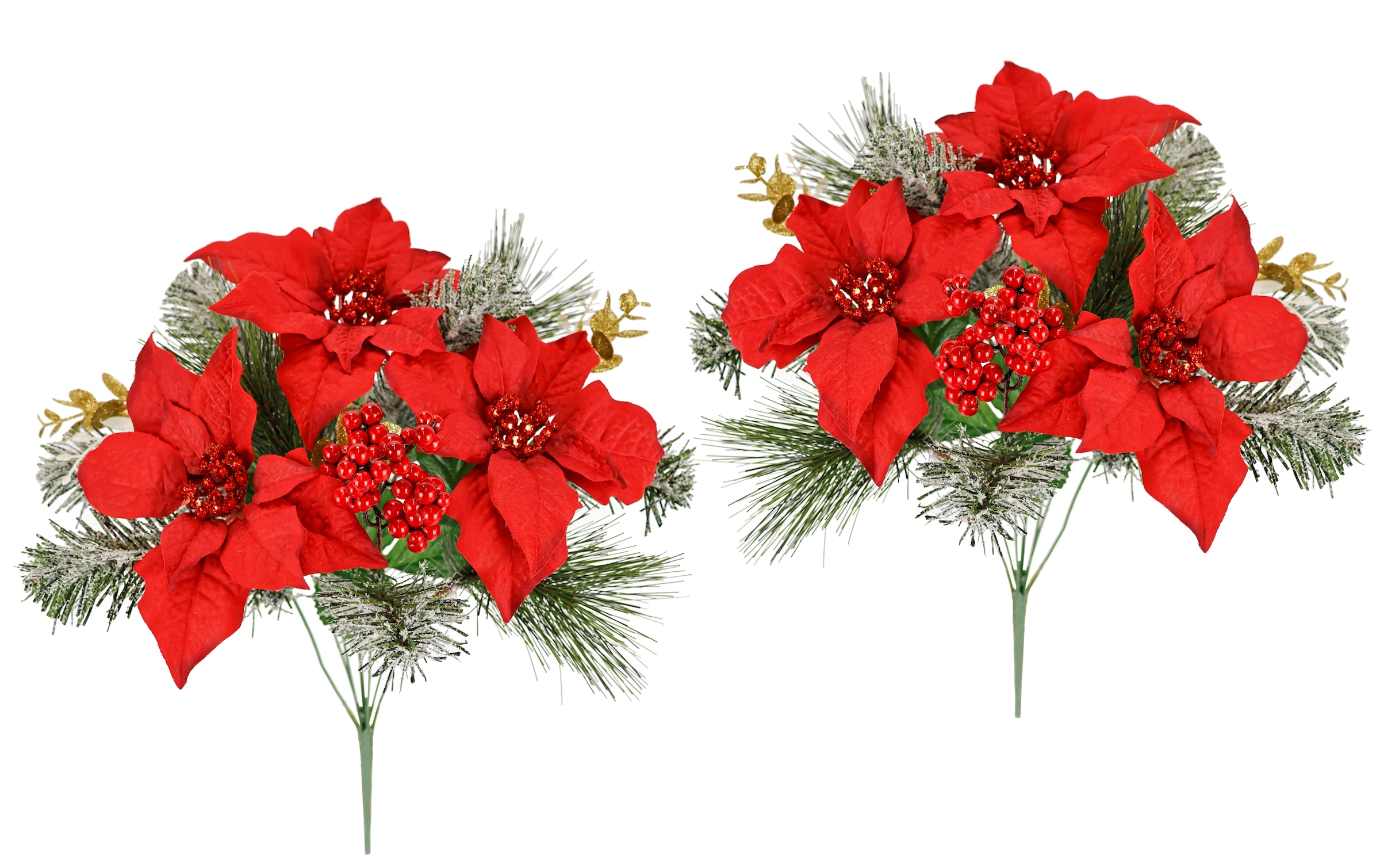 I.GE.A. Kunstblumenstrauß »Bouquet Poinsettia/Beeren/Tannenzweige« 2er Set Weihnachtsblumen Weihnachtsdeko Adventsdeko Christstern Deko