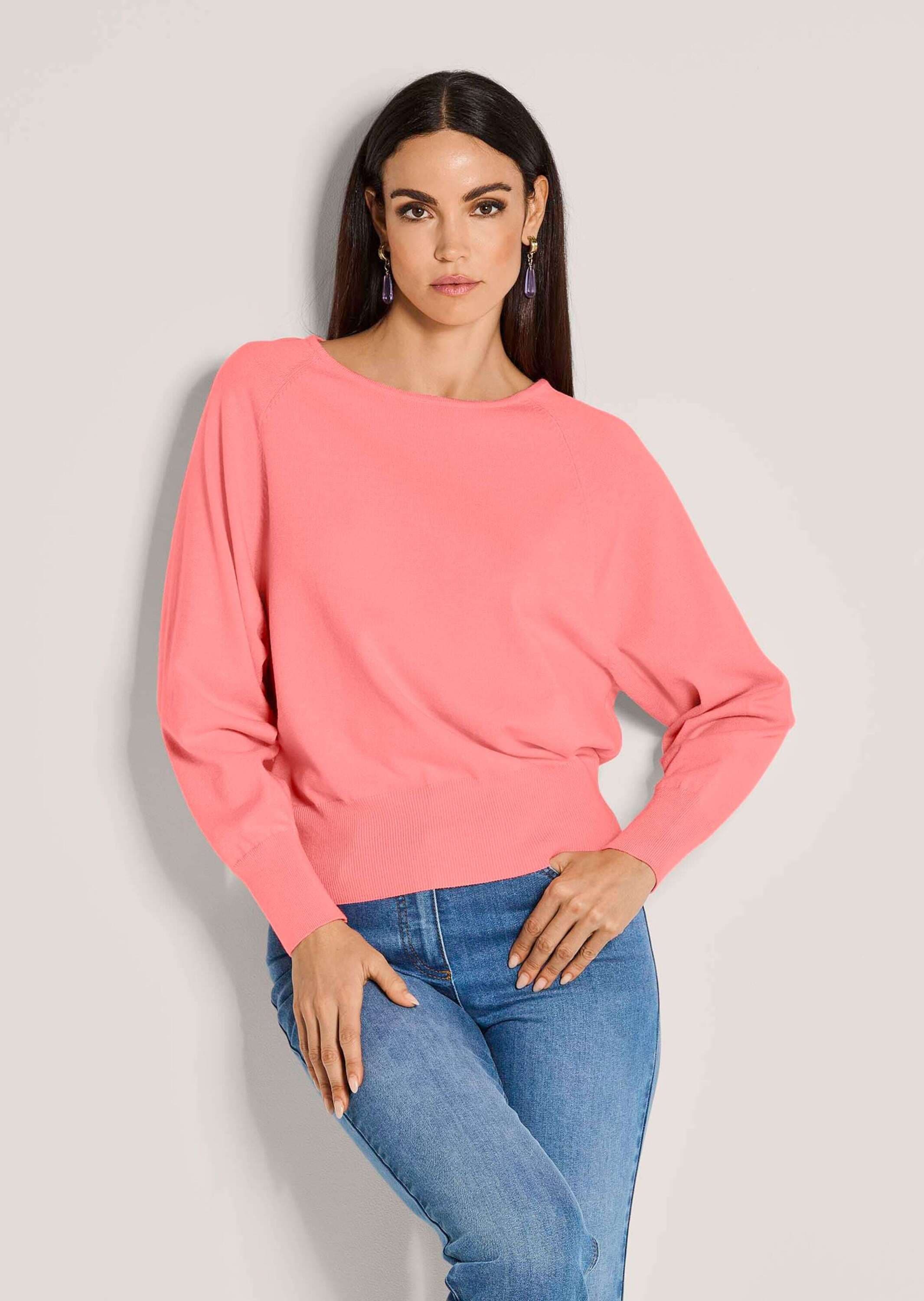MADELEINE Longpullover »Pullover Basic Strickpullover mit Fledermausärmeln«