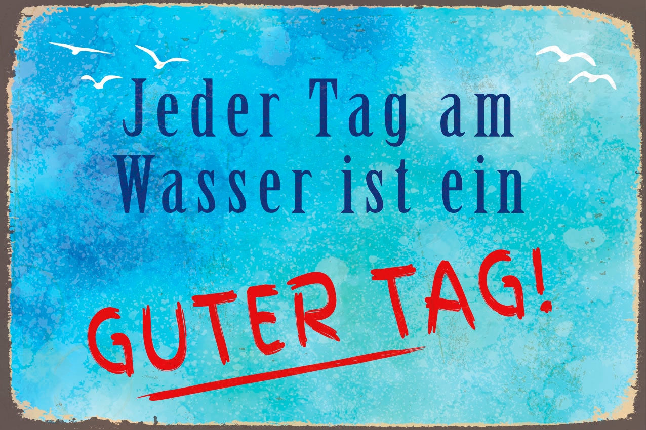 queence Metallbild »Guter Tag«, Schriftzüge-Schriftzug, (1 St.), Stahlschilder