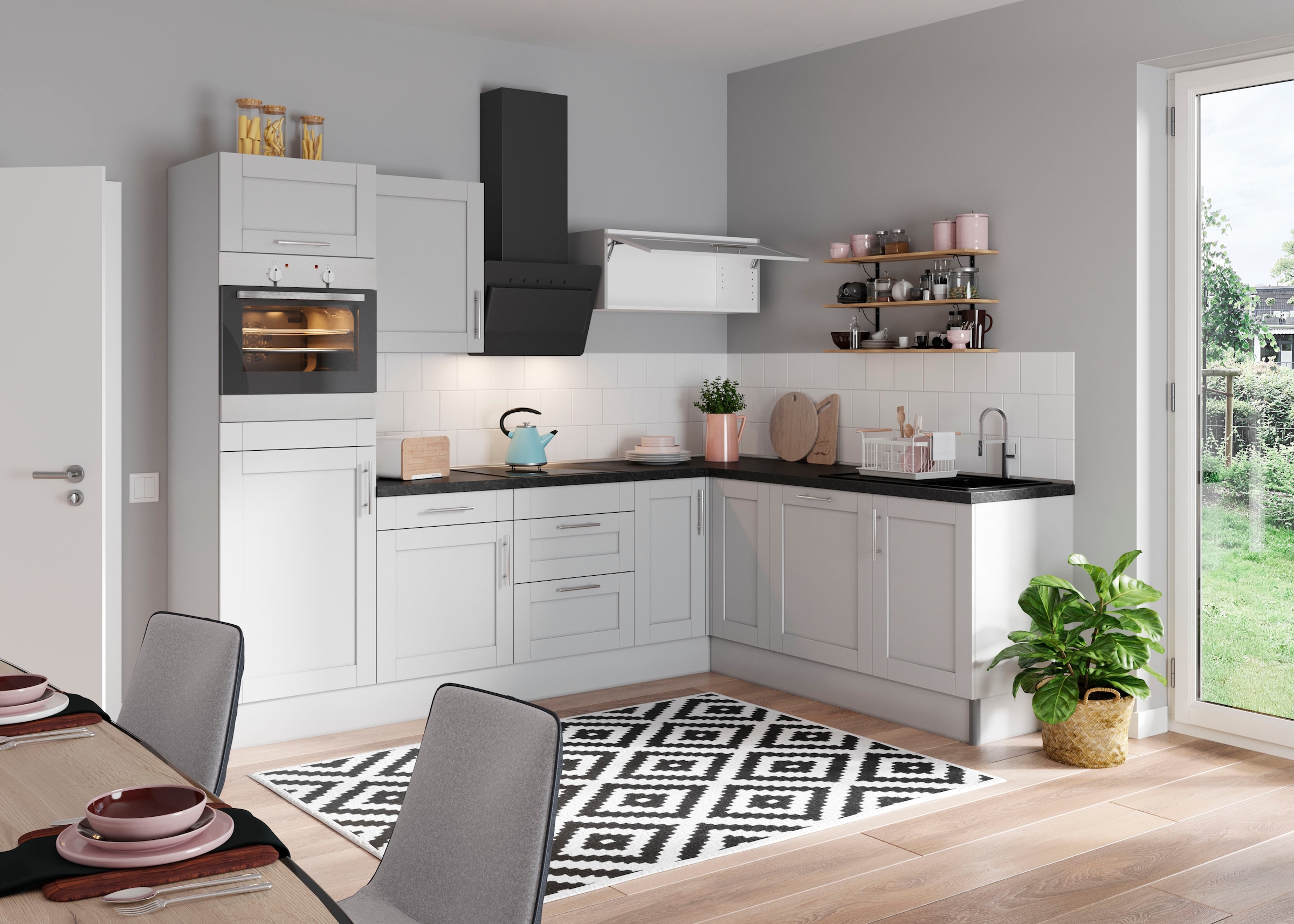 OPTIFIT Küche »Ahus«, 200 x 270 cm breit, wahlweise mit E-Geräten, Soft Close Funktion
