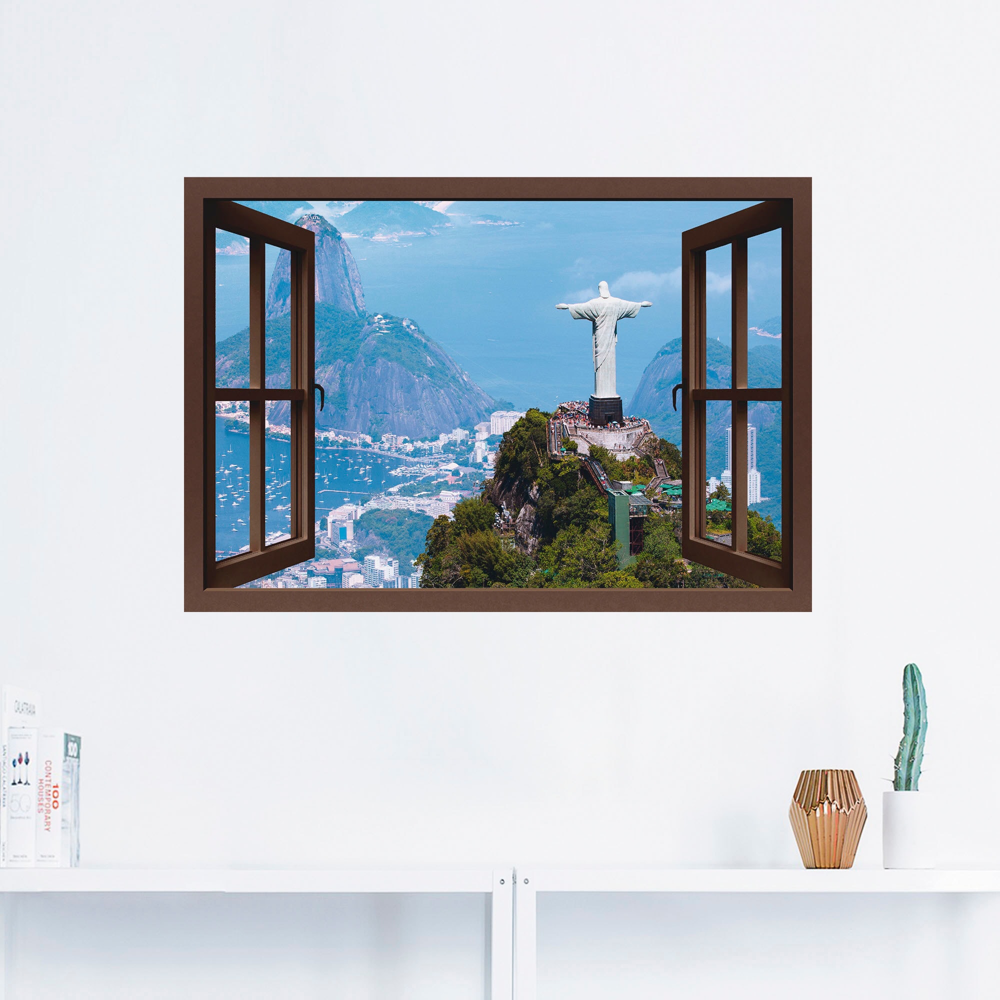Artland Wandfolie »Rio de Janeiro mit Cristo, braun«, Gebäude, (1 St.), selbstklebend