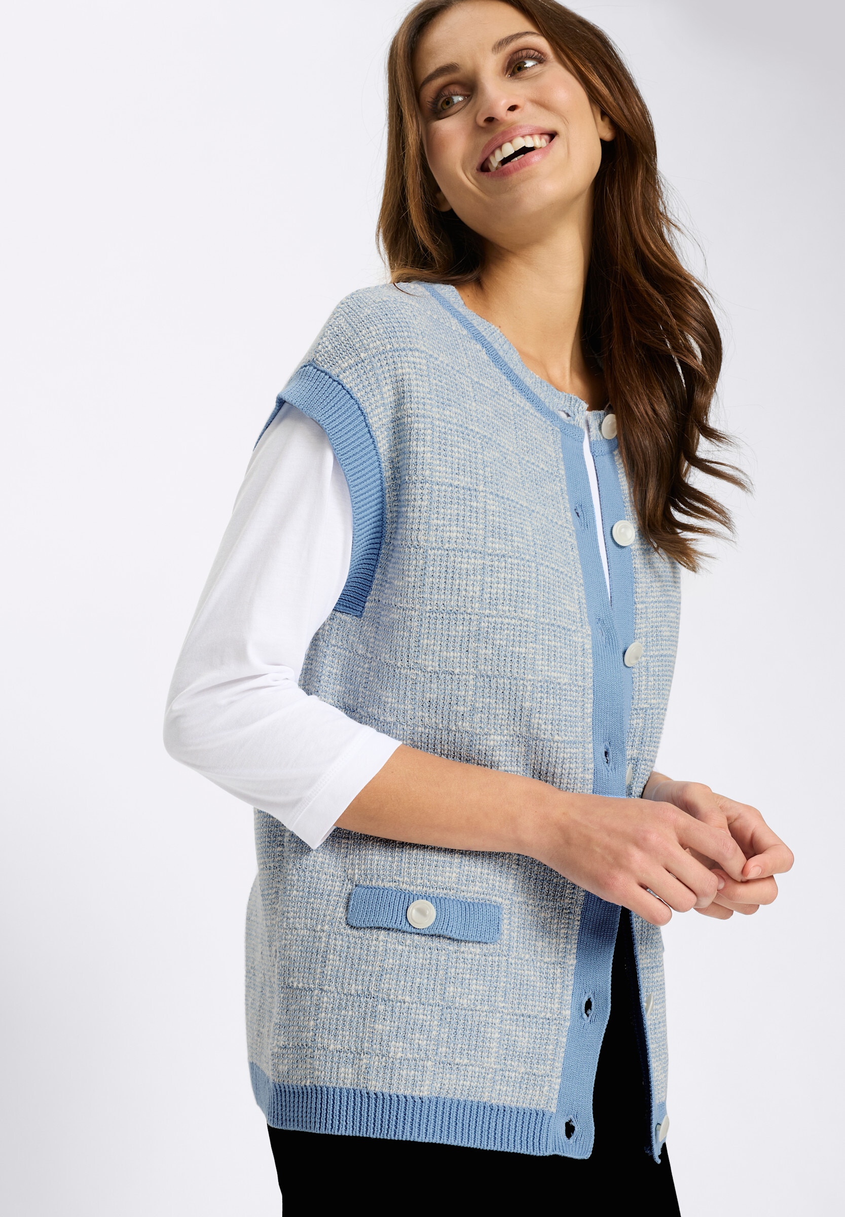 Witt Strickweste »Bouclé-Weste Strickweste mit imitierten Pattentaschen«