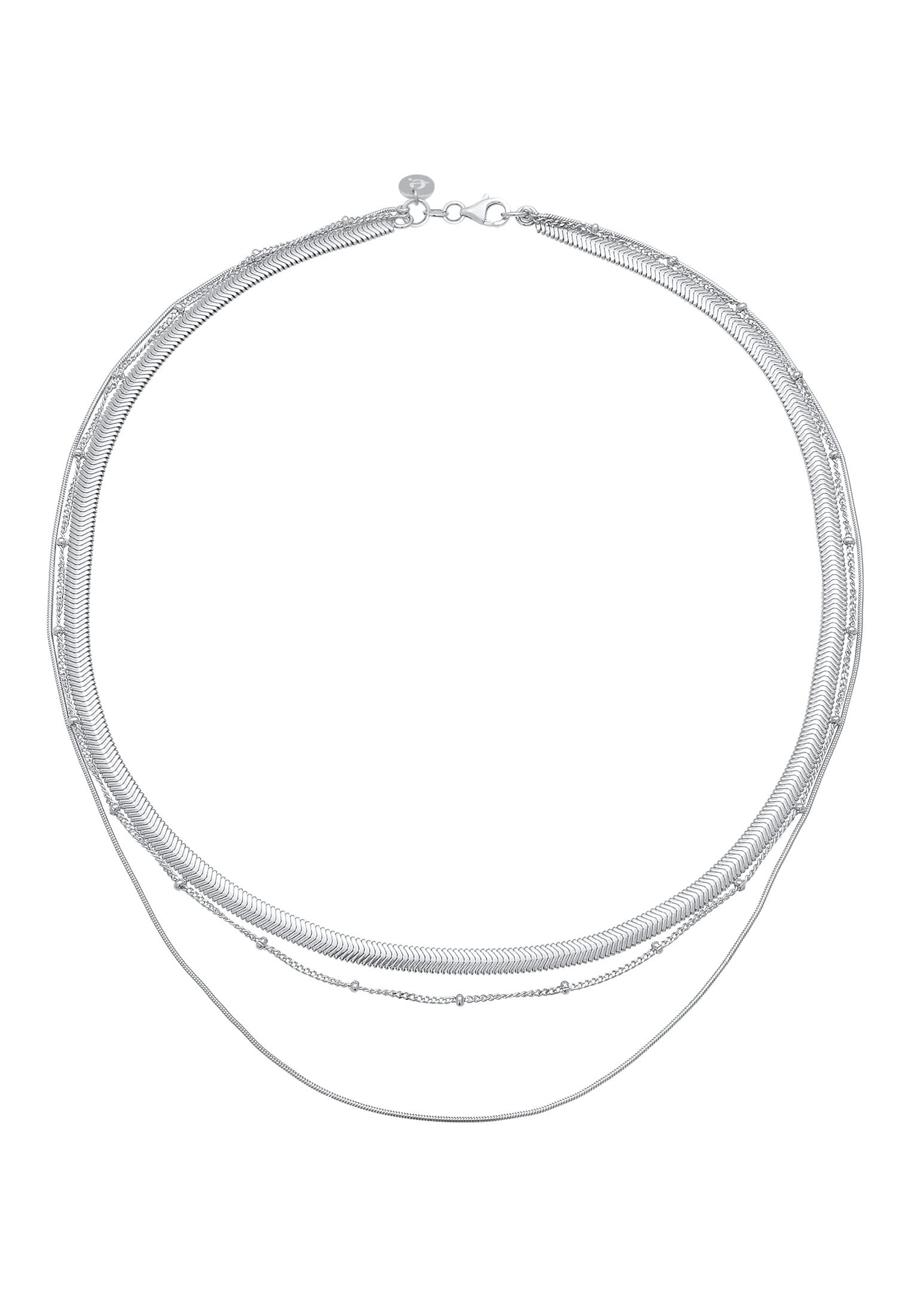 Elli Premium Silberkette »Halskette Halskette Layer 3-reihig Flach Rund Kugelkette 925 Sterling Silber«