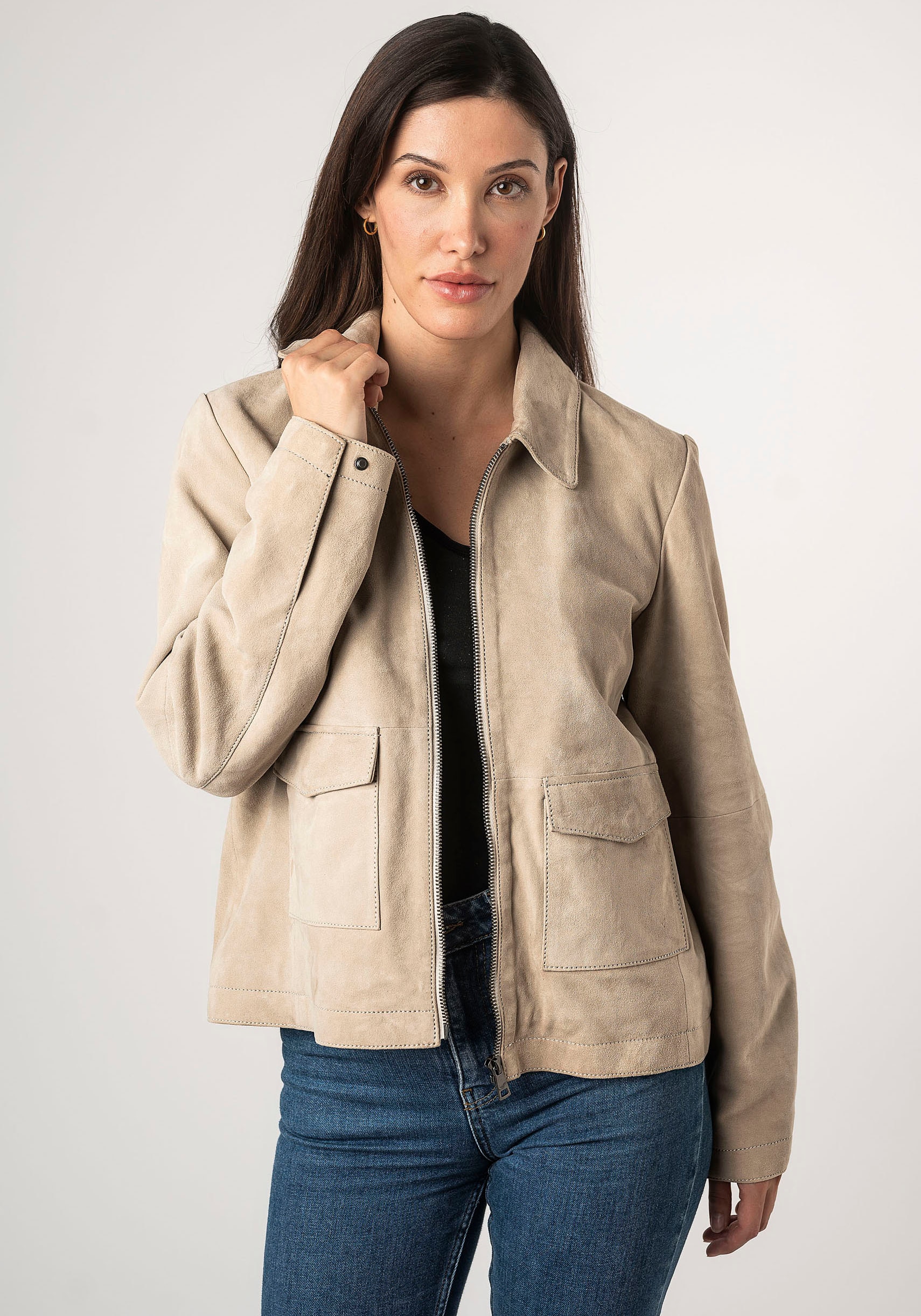 Mauritius Lederjacke »MWYaima«, mit Hemdkragen, aufgesetzten Taschen