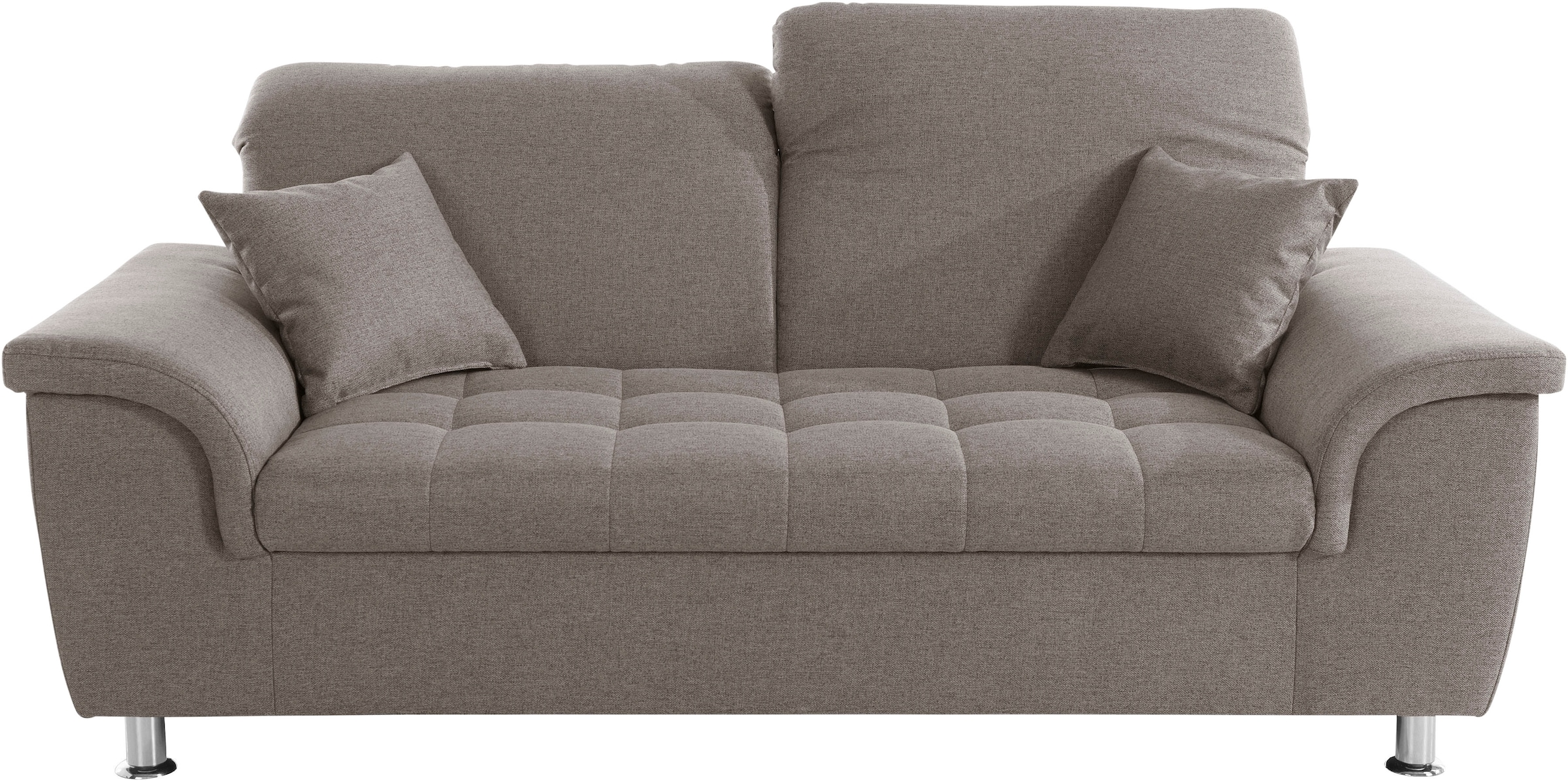 DOMO collection 2-Sitzer »Franzi, zeitlos & elegant, moderne Sitzheftung«, wahlweise mit Kopfteilverstellung, inklusive Zierkissen