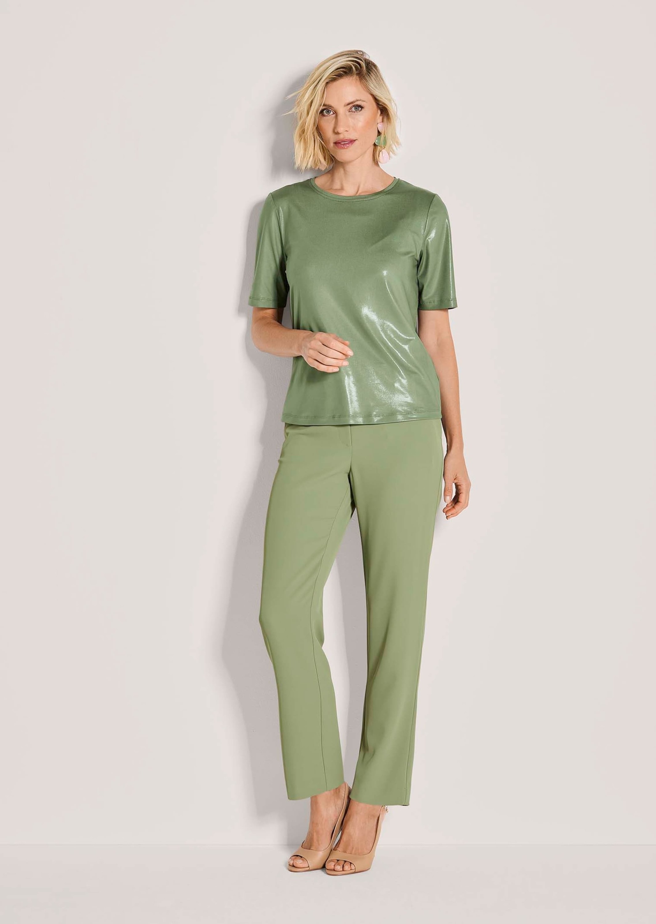 MADELEINE Kurzarmshirt »Shirt Kurzarm Oberteil mit Glanzdruck« Glanzdruck