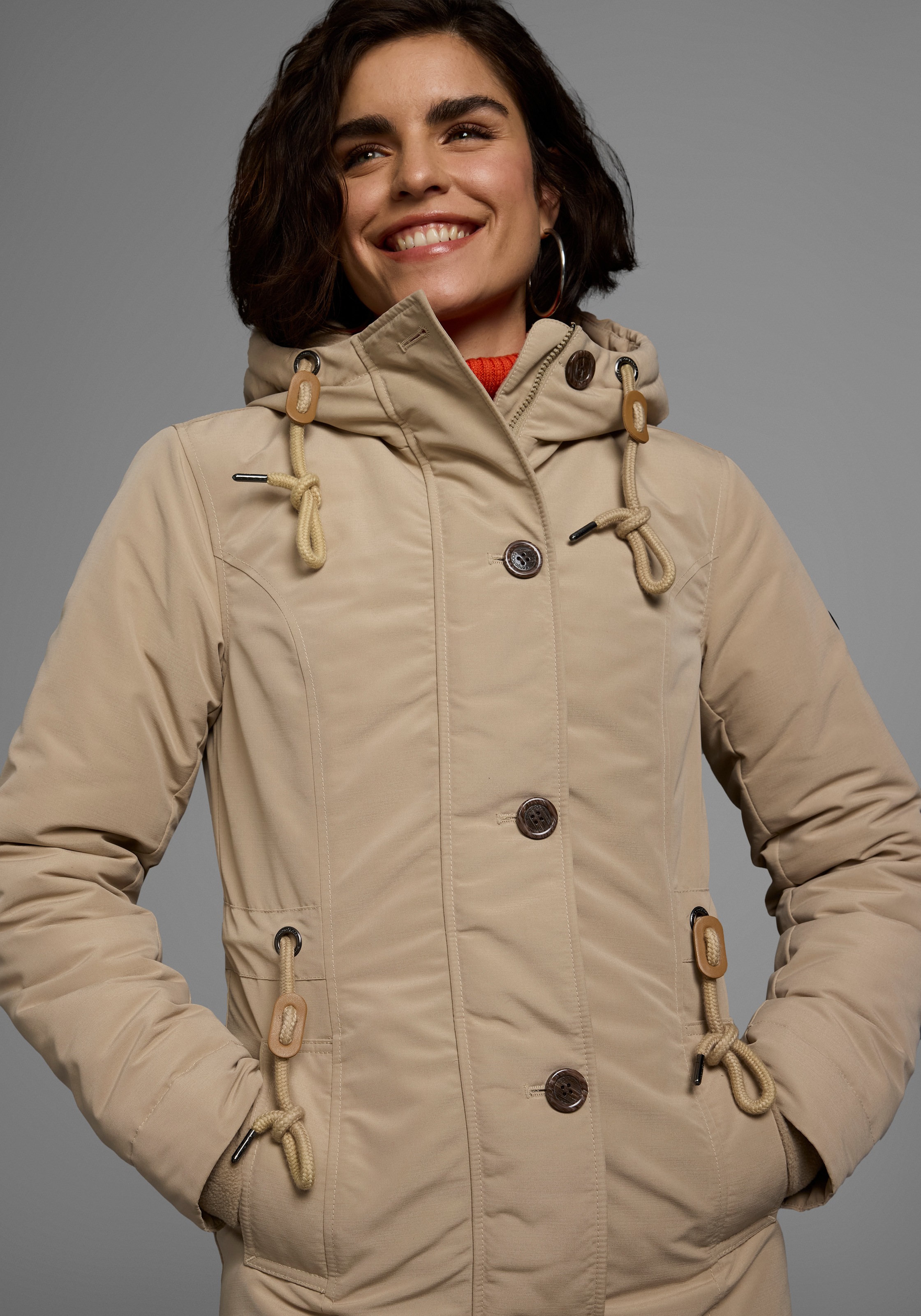 KangaROOS Winterjacke, mit Kapuze, für die kalte Jahreszeit, aus leichtem Webstoff, modisch