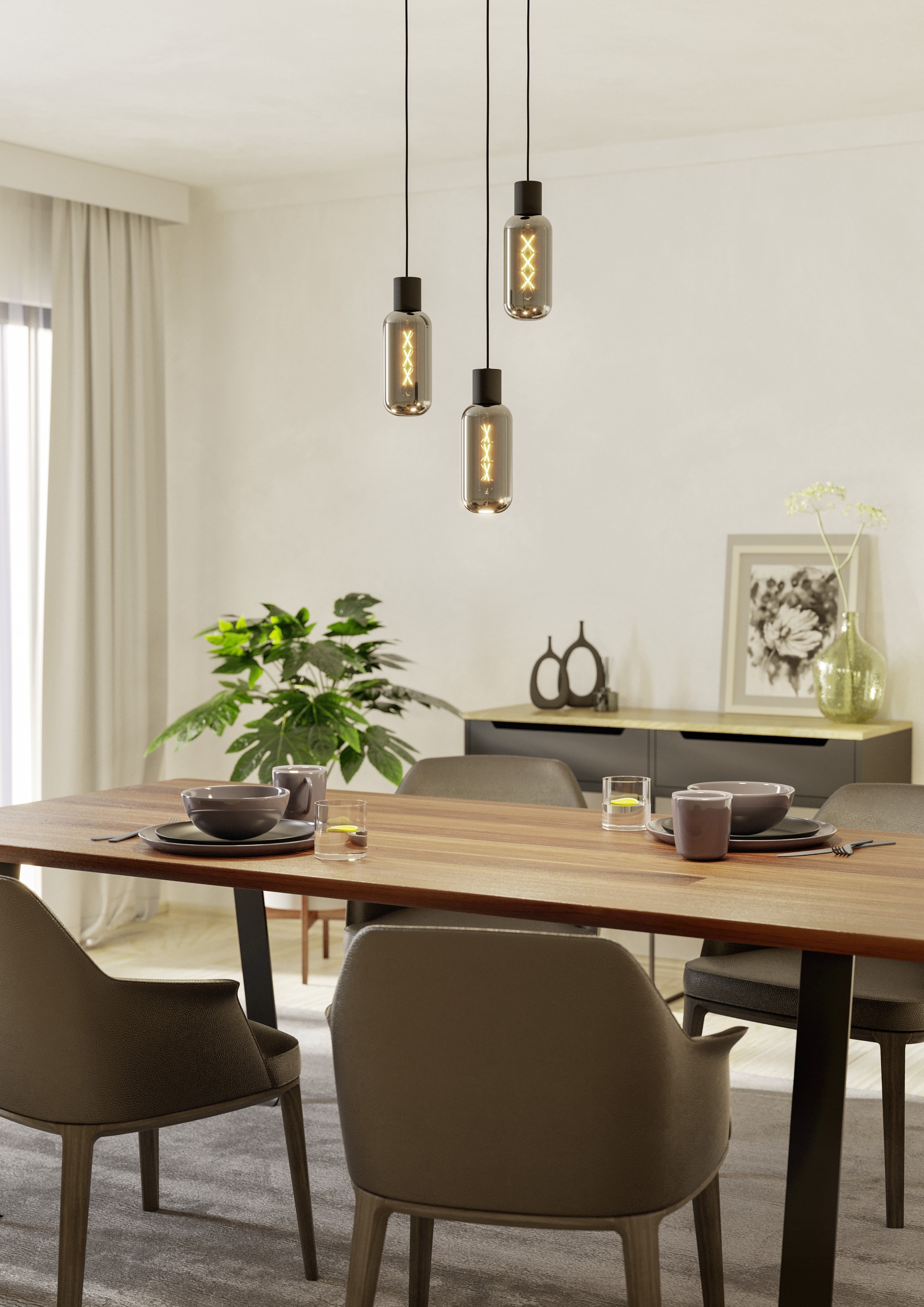 EGLO Hängeleuchte »MAIONE Pendellampe - Stahl - E27 - 3X4W - IP20« E27 1 Stk. Hängelampe, Deckenlampe, Wohnzimmer, Esszimmer, H110 x Ø30 cm