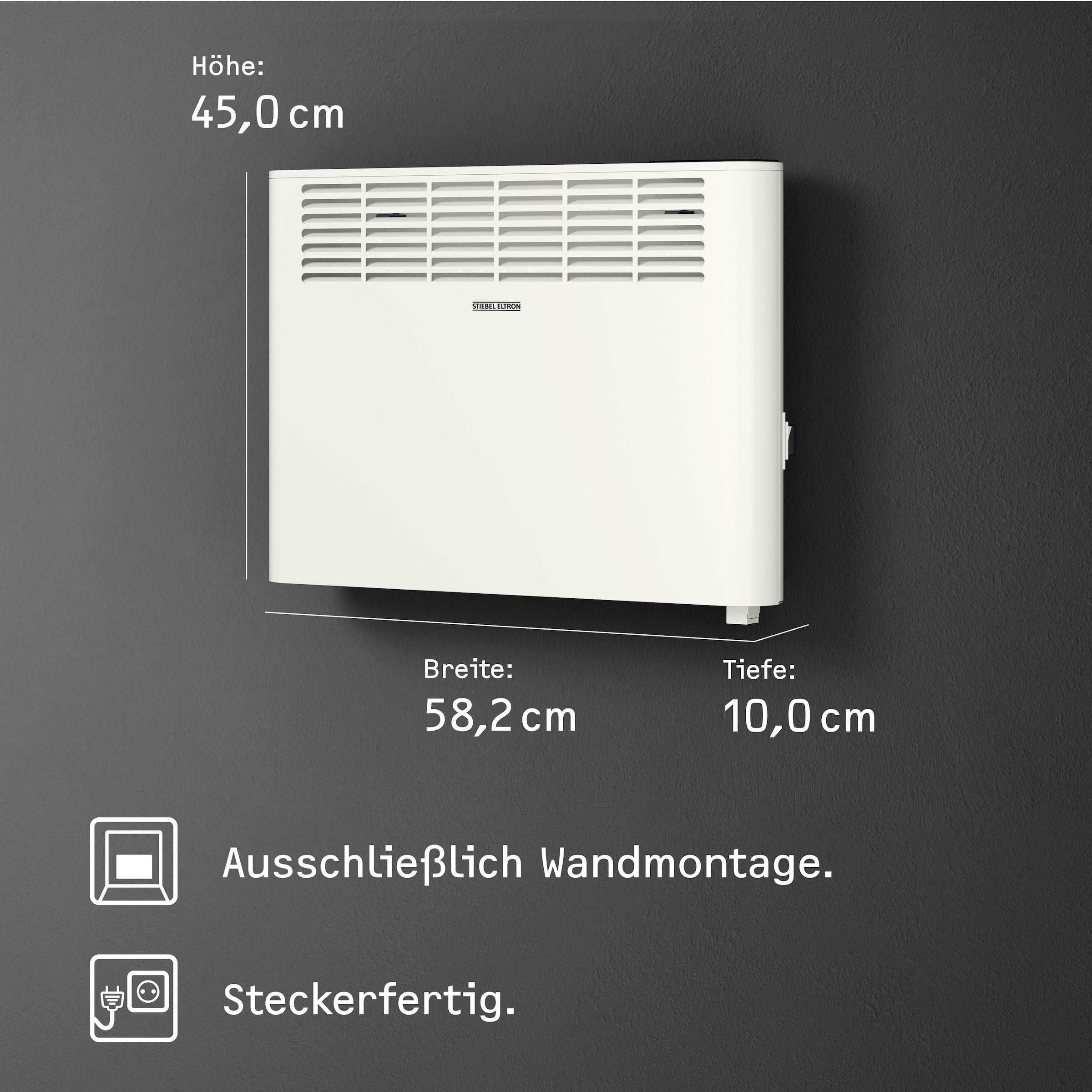 STIEBEL ELTRON Konvektor »»CNS 1500 Plus LCD«, Wandkonvektor, energiesparend, 1,5 kW«, für ca. 20 m², LCD-Display, Wochenzeitschaltuhr/-timer, LC-Display