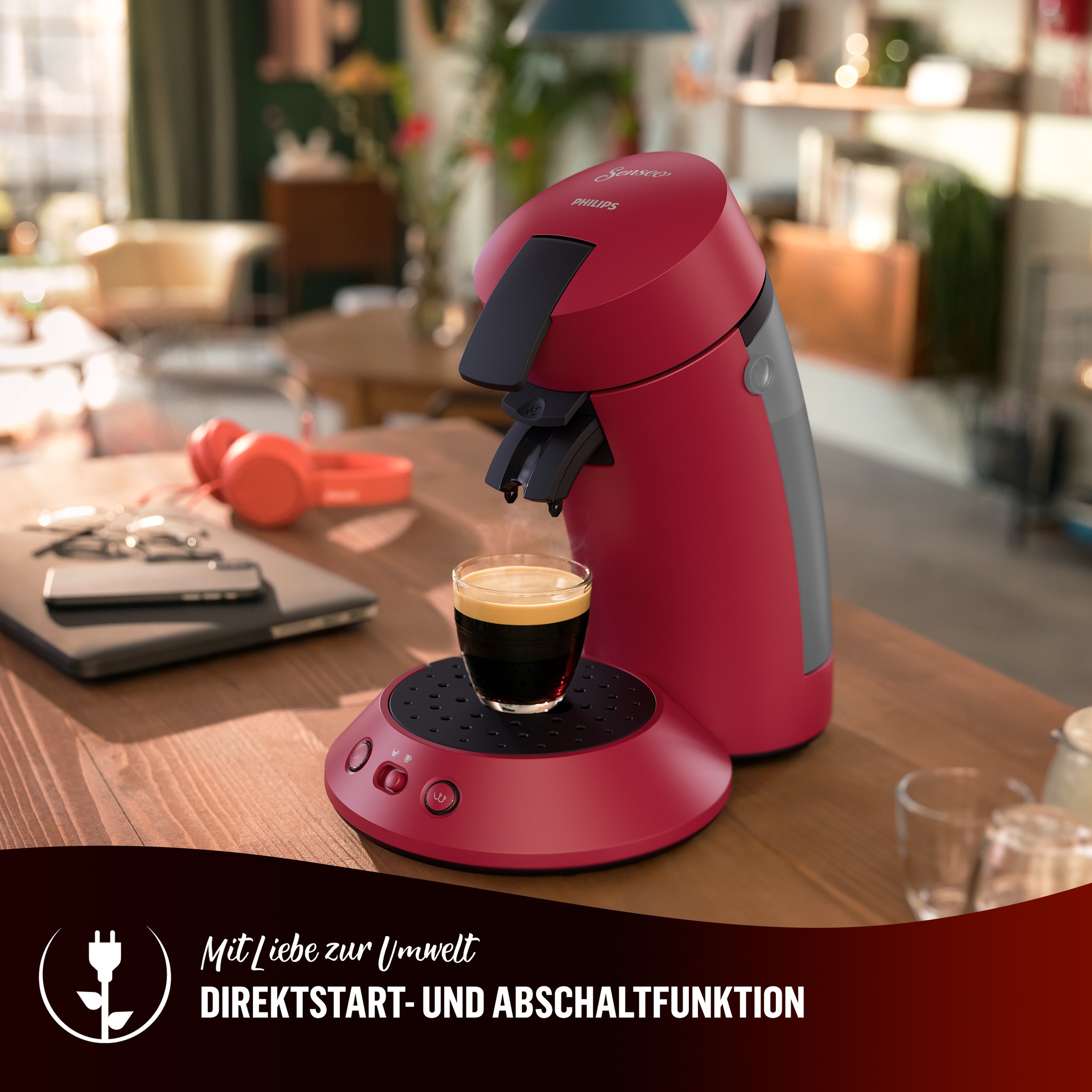 Philips Senseo Kaffeepadmaschine »Original Plus CSA210/90, mit zwei Kaffee-Einstellungen«, aus 28% rec. Plastik, inkl. Gratis-Zugabe (Wert 5 € UVP)