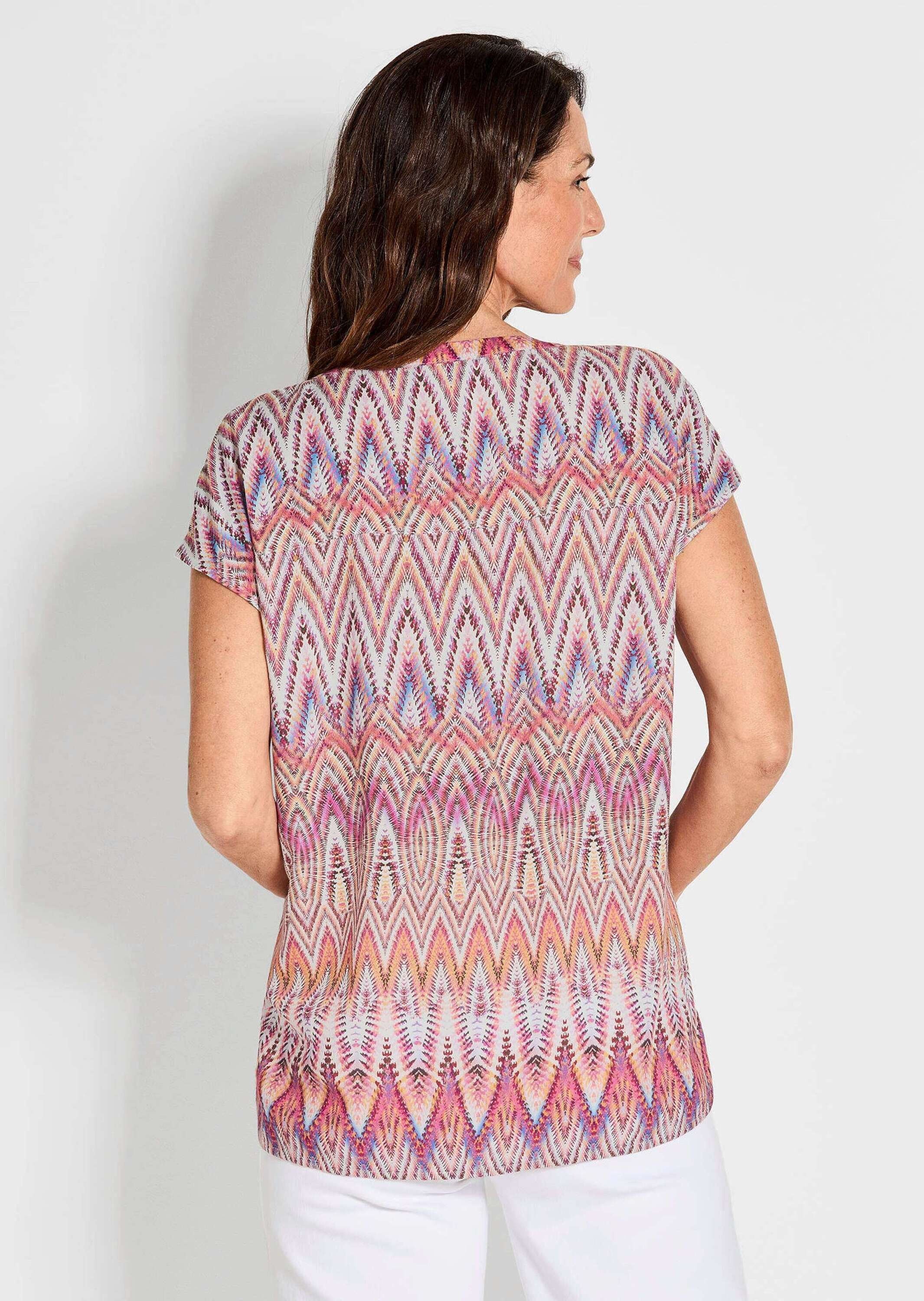 GOLDNER Kurzarmbluse »Kurzgröße Kurzarm Printbluse für Damen multicolor«