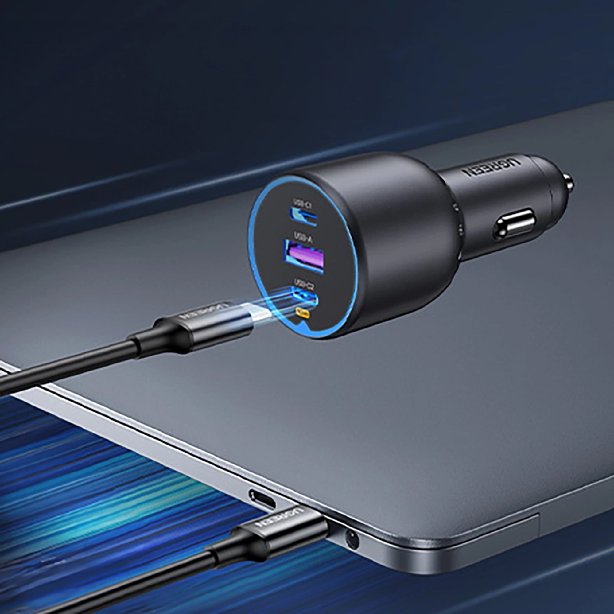 UGREEN USB-Ladegerät »130W 3-Port Fast Car Charger EC705«, 2x USB-A und 1x USB-C fürs Auto