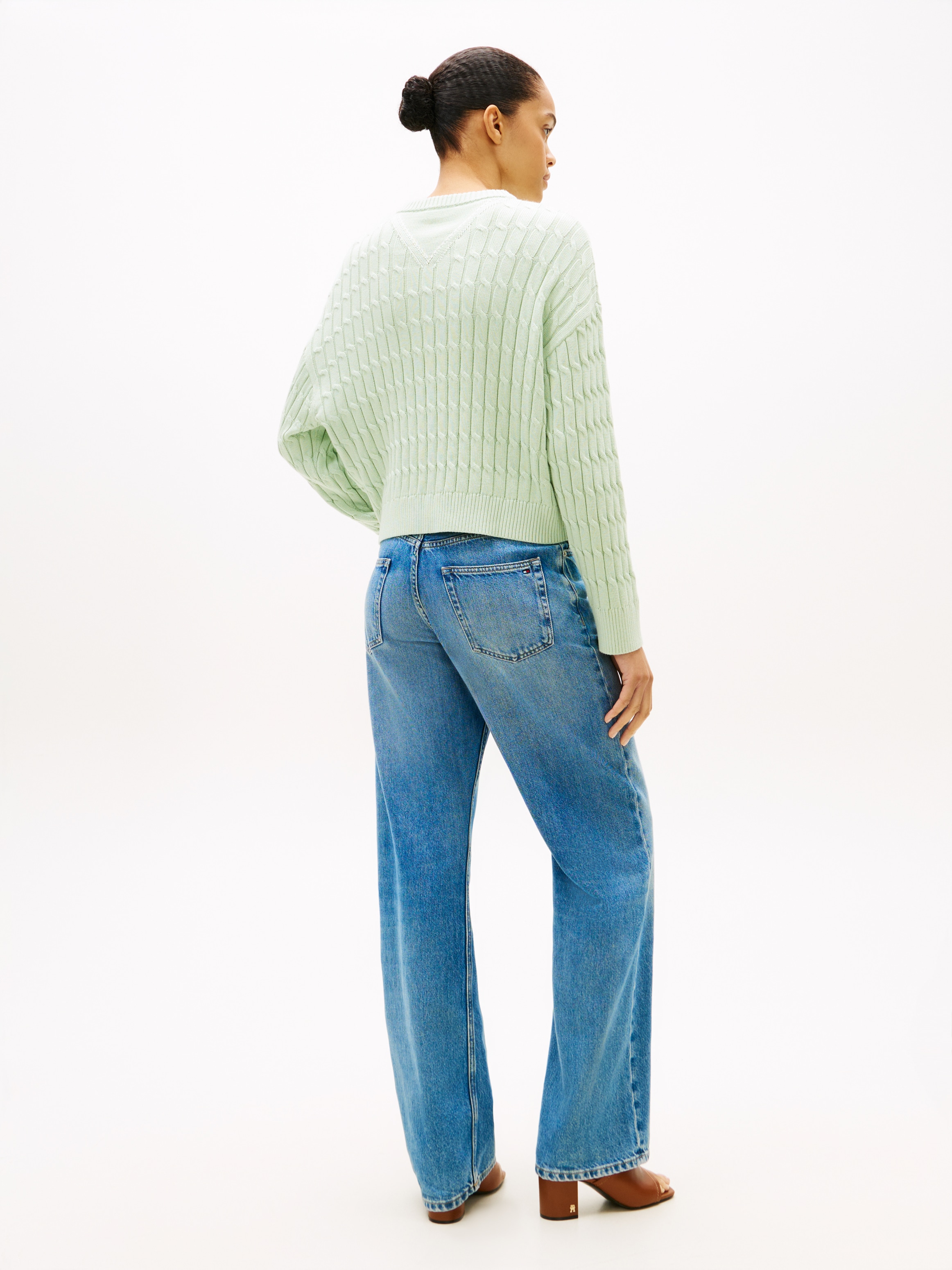 Tommy Hilfiger Strickpullover »CO CABLE MID GG RLX LS V-NK SWT« mit Zopfmuster