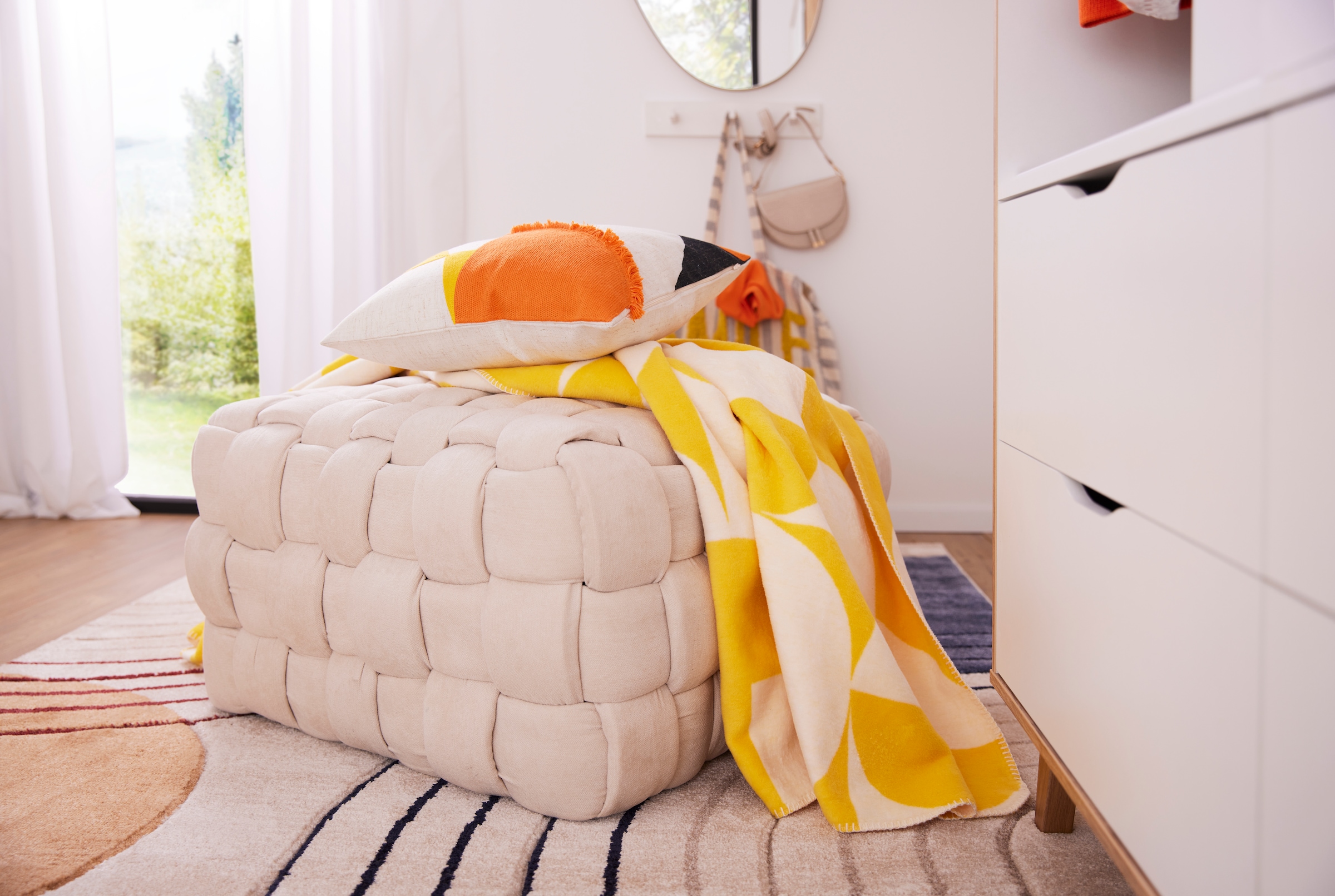 Jahnke Hocker »WEB ART M«, Hocker, Couchtisch, Beistelltisch gepolstert in edler Flechtoptik