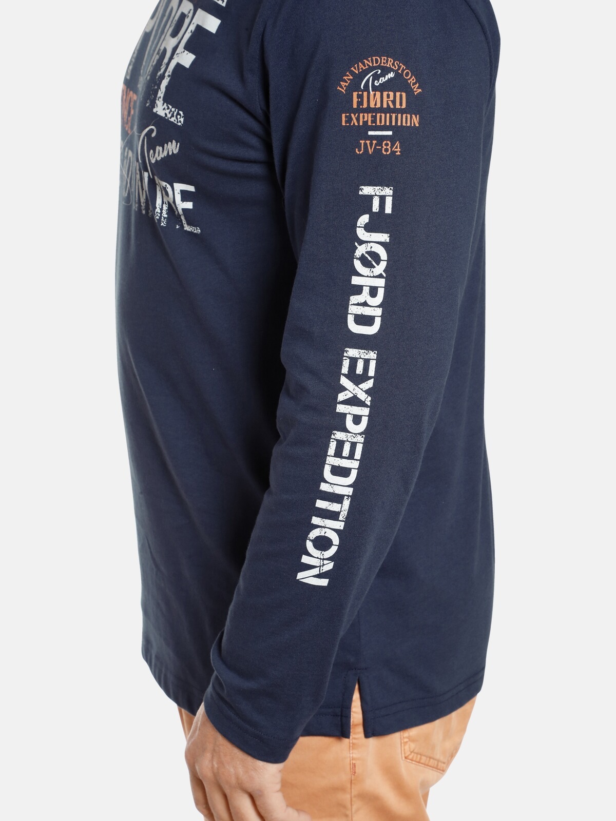 Jan Vanderstorm T-Shirt »Langarmshirt ELION«, (1 tlg.), Langarmshirt, Entdecker Print