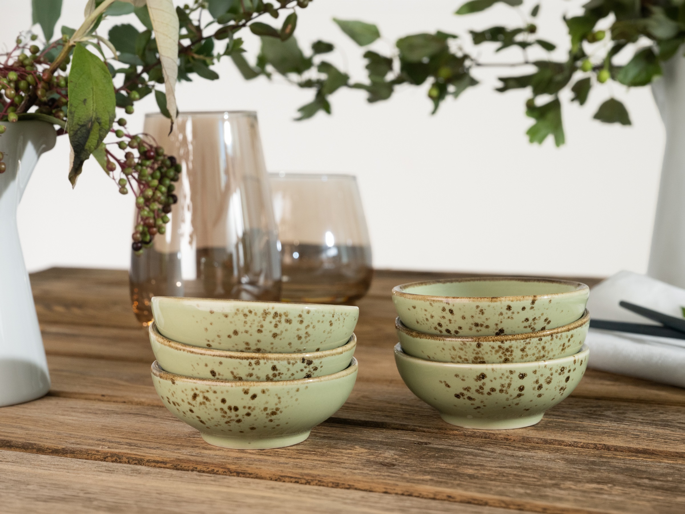 CreaTable Tapas-Schale »NATURE COLLECTION« 6 Stk. aus Steinzeug Snackschale, Dipschale, Servierschale, Ø 8 cm