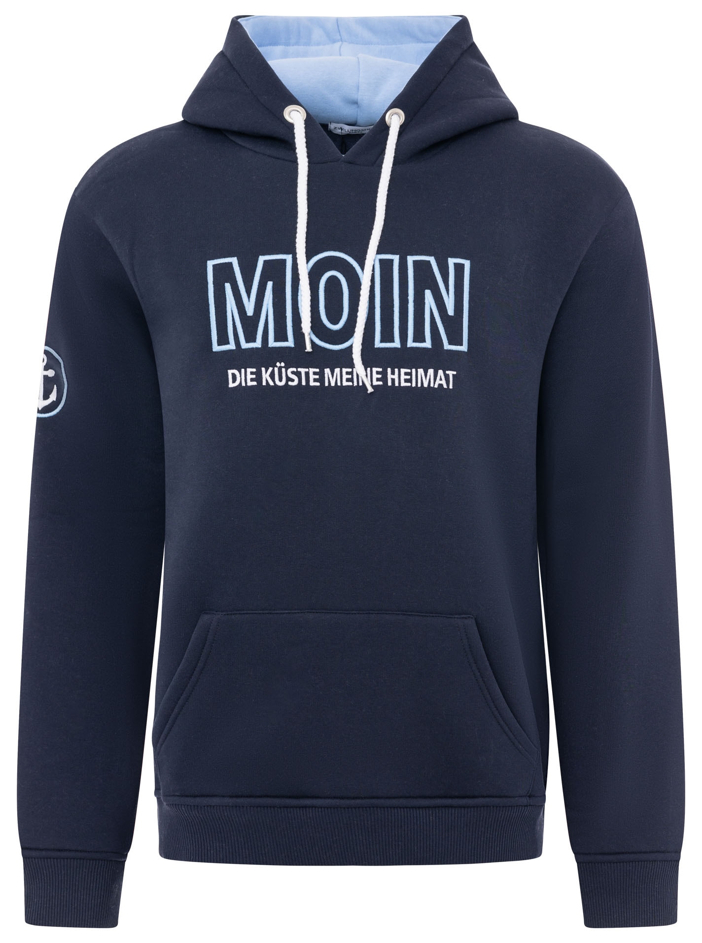 Zwillingsherz Hoodie »"Moin"«, mit gesticktem Schriftzug und Ankermotiv am Ärmel