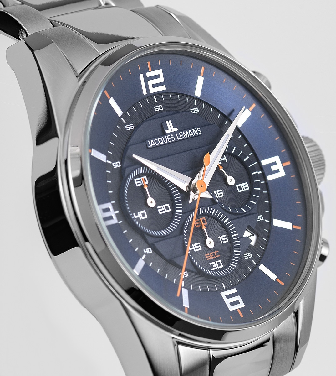 Jacques Lemans Chronograph »Liverpool, 1-2118F«, Quarzuhr, Armbanduhr, Herrenuhr, bis 10 bar wasserd., Silikonarmband