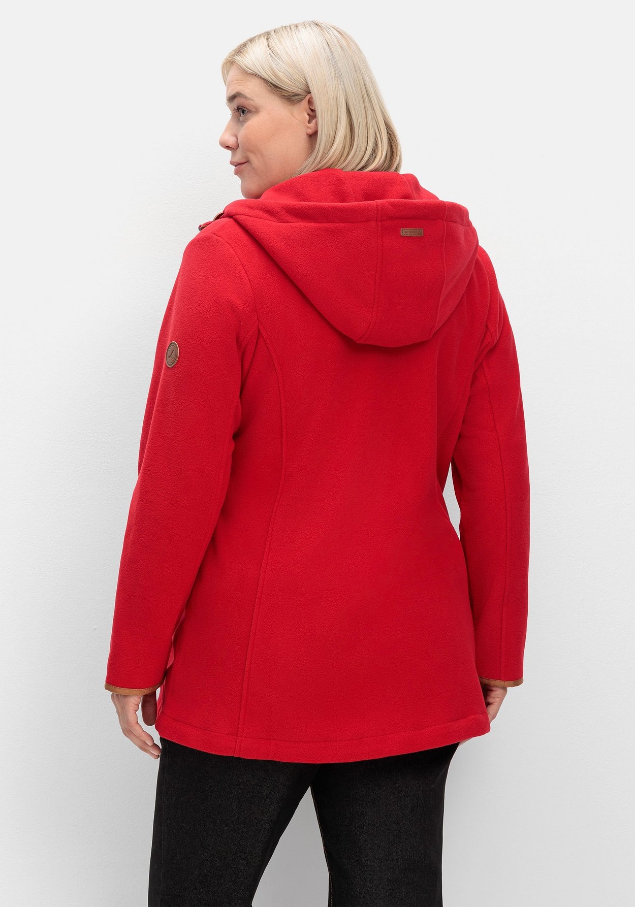 Sheego Fleecejacke »Fleecejacke mit Kontrastdetails und Kapuze«, mit Kapuze, mit Kontrastdetails und Kapuze
