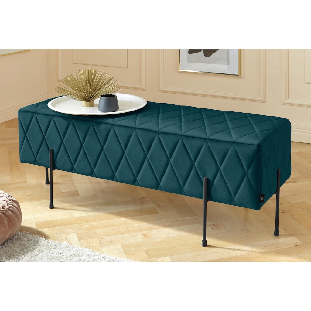 Leonique Sitzbank »Cavalino«, mit Velvetbezug und mit schwarzen Metallbeinen, auch als Garderobenbank oder Bettbank geeignet