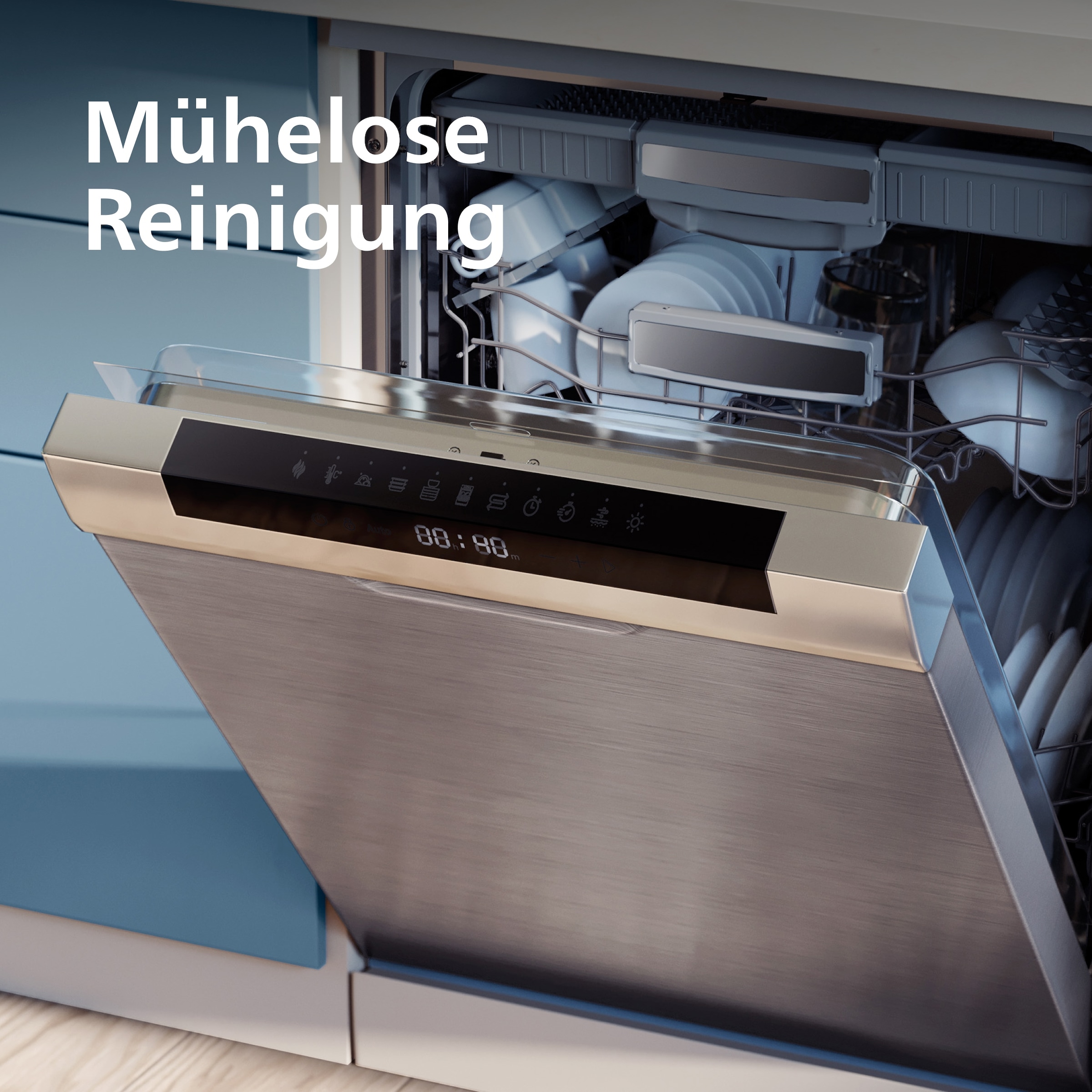 Philips Zerkleinerer »HR1503/00 3000 Series mit  PowerChop Technologie« 450 W 2L Glassschüssel, Edelstahl