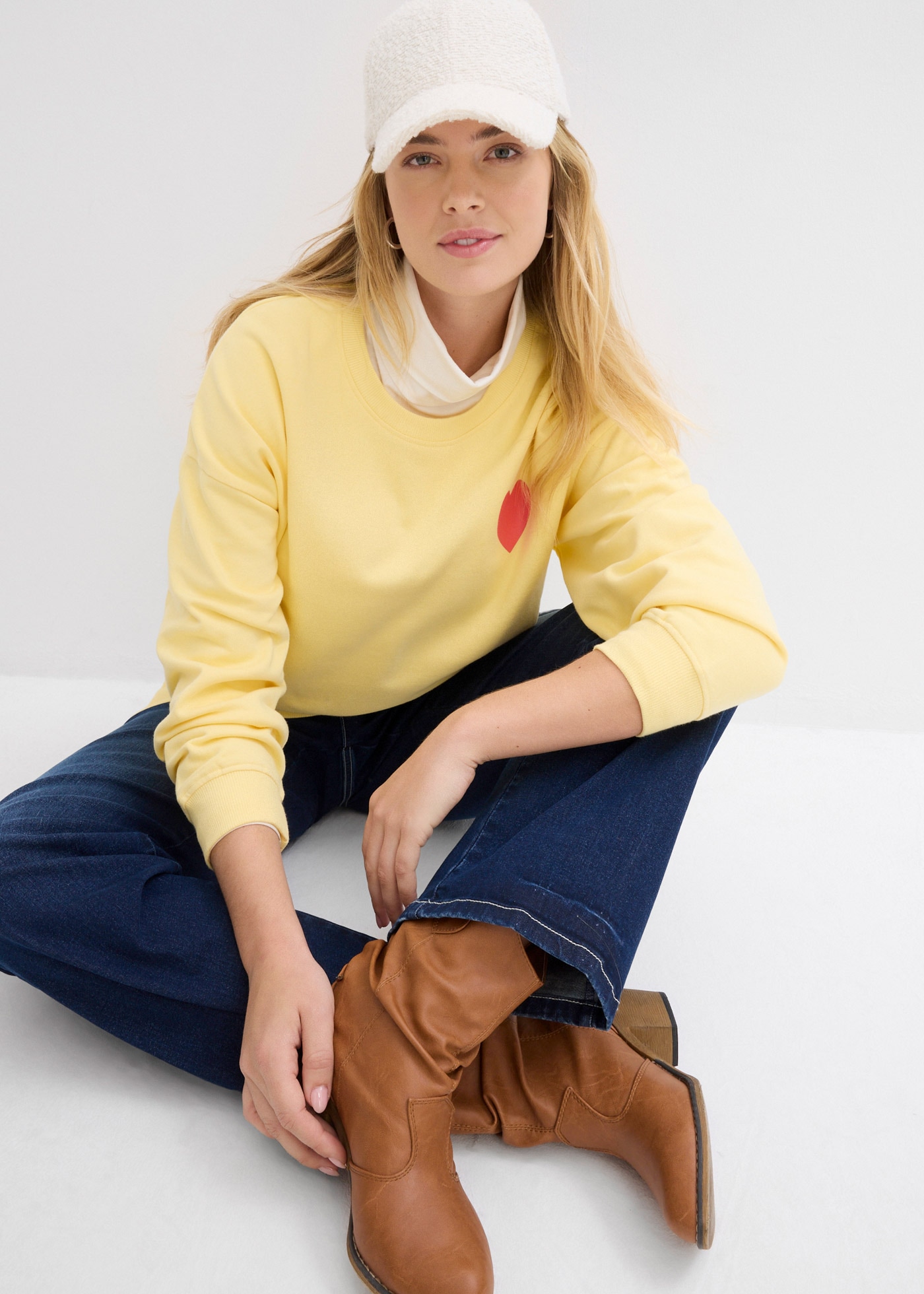 bonprix Sweatshirt , lässiger Schnitt, überschnittene Schulter, Oversize-Passform
