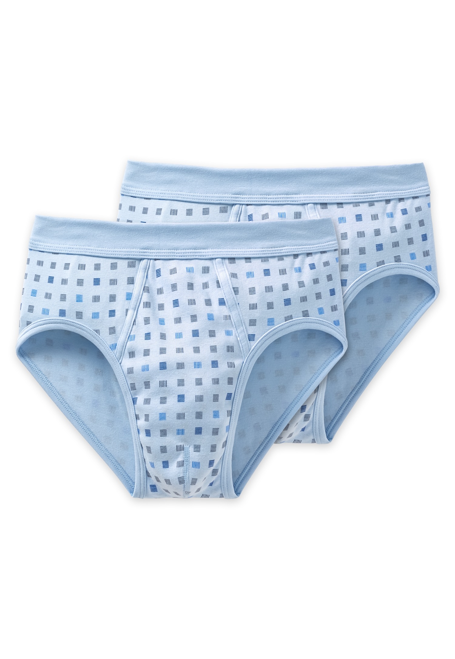 Schiesser Slip »Essentials«, (2er Pack), mit Eingriff, Feinripp-Qualität, Softbund, kariert, Baumwolle