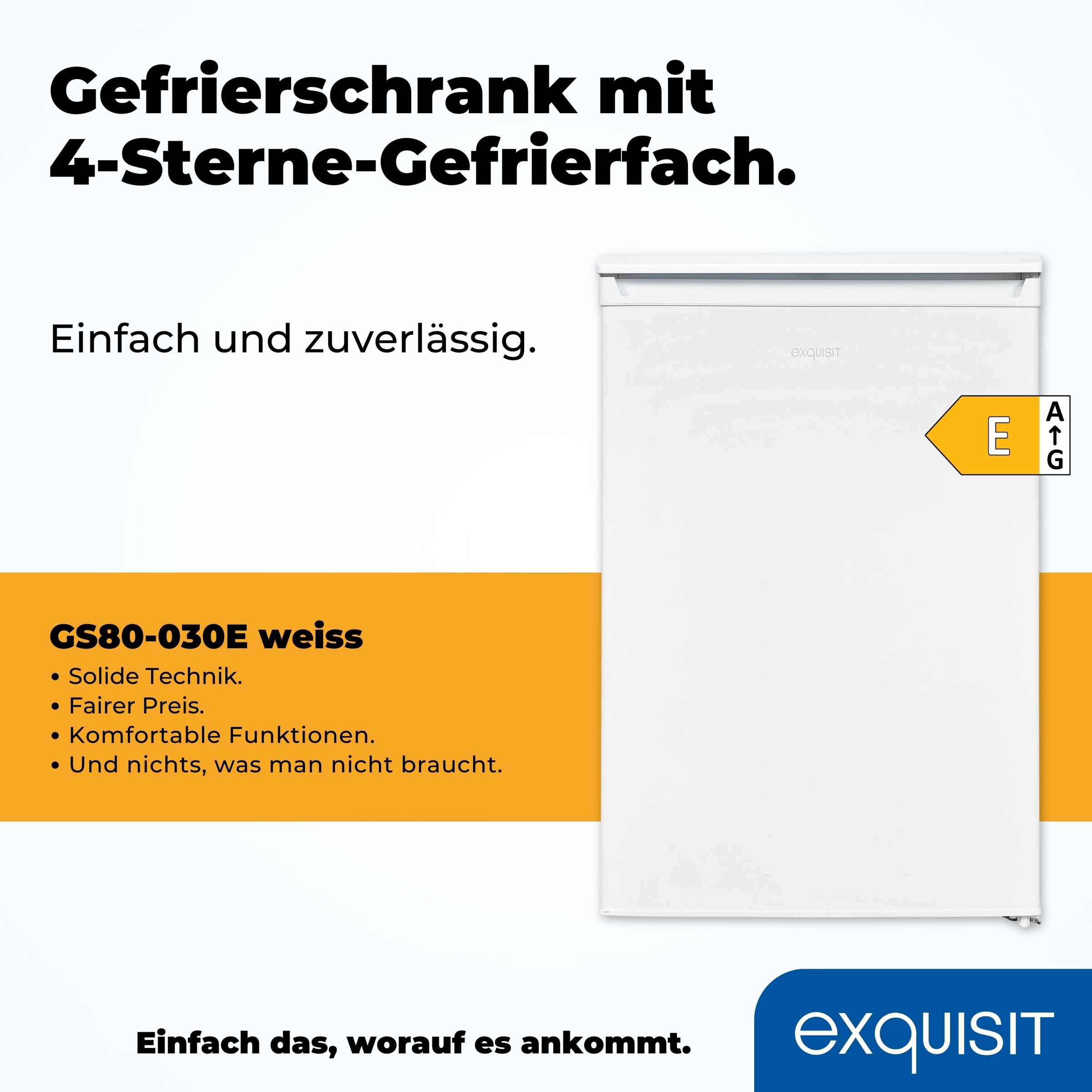 exquisit Gefrierschrank »GS80-030E weiss«, 84,5 cm hoch, 55,3 cm breit, Türanschlag wechselbar
