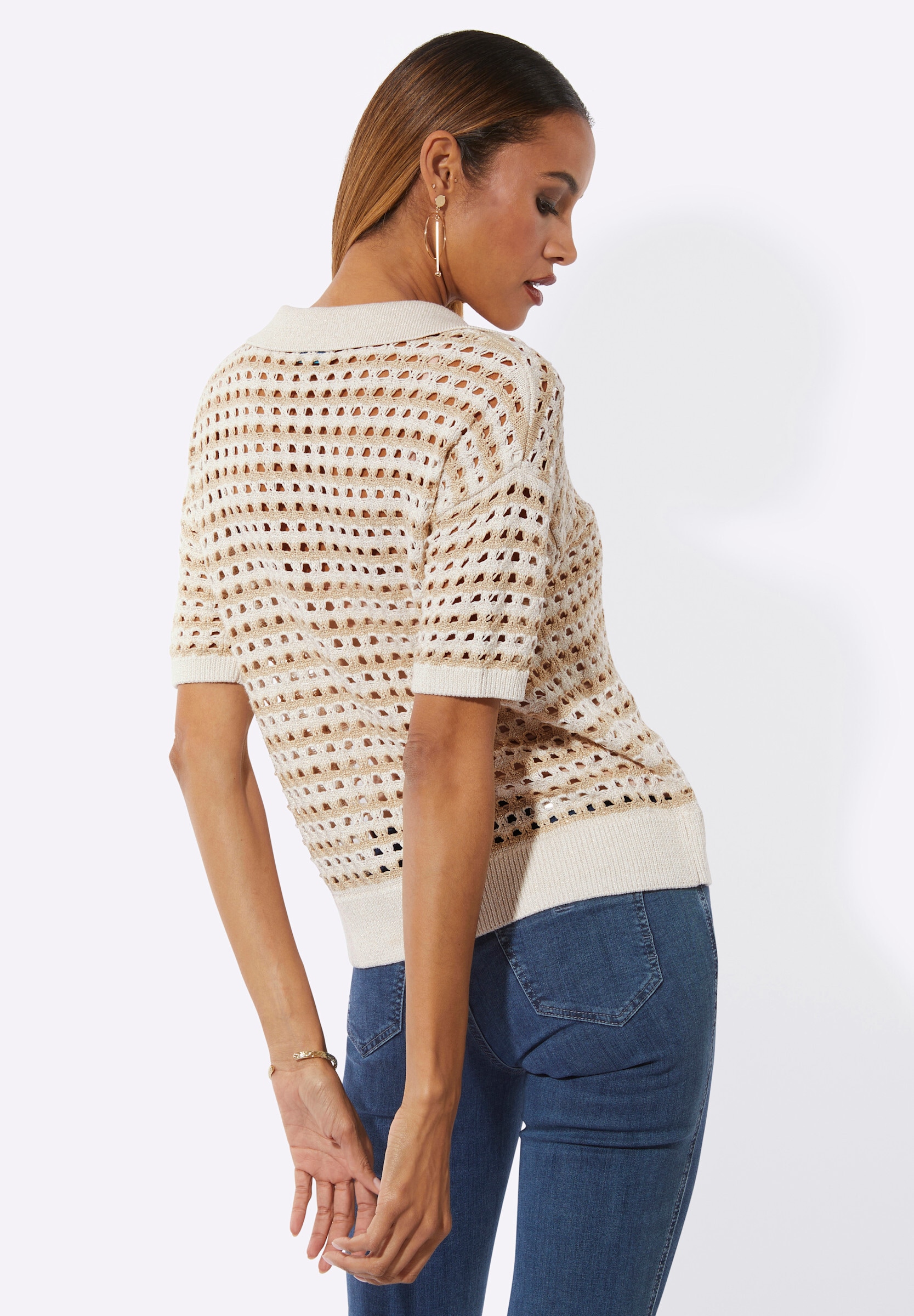 creation L Longpullover »Lyocell-Viskose-Pullover Polopullover im Viskose-Polyester-Lyocell-Mix«