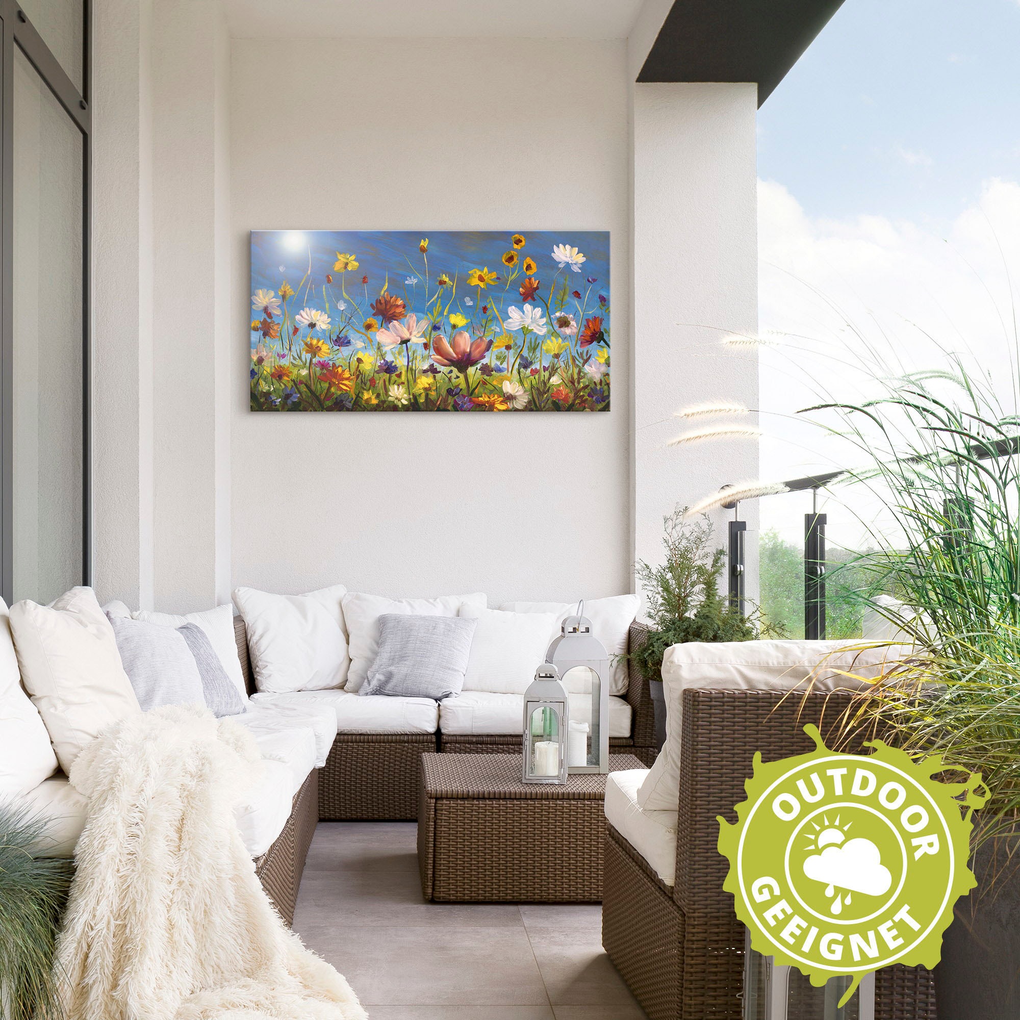 Artland Wandbild »Wildblumenwiese blauer Himmel«, Blumenwiese, (1 St.), als Alubild, Outdoorbild, Leinwandbild, Poster, Wandaufkleber