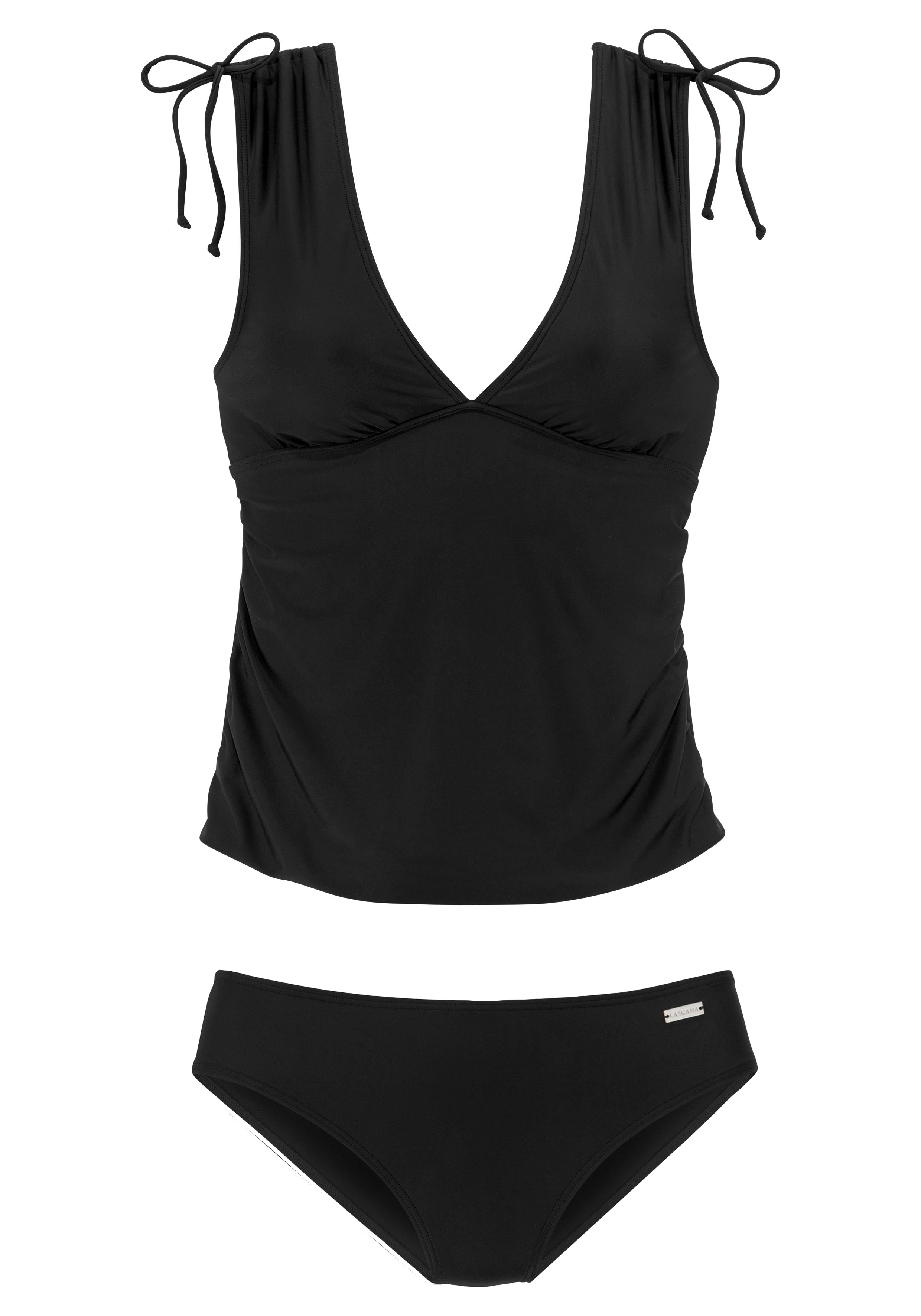 Lascana Damen Tankini »Cillo« mit regulierbaren Träger auf der Schulter in schwarz, Größe Cup C/D