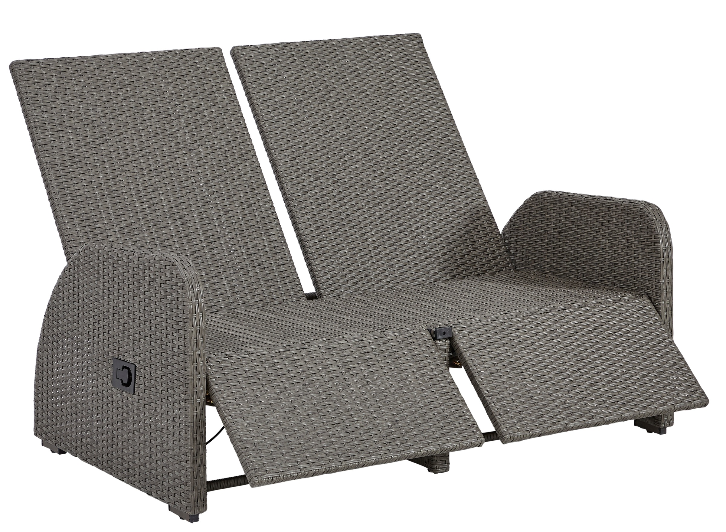 KONIFERA Gartenlounge-Set »Vigo«, (Set, 8 tlg., 2x Sessel, 1x 2er Sofa, 1x Tisch 120x60x60cm, inkl. Auflagen), Polyrattan, Aluminium, verstellbare Rückenlehne und Fußablage